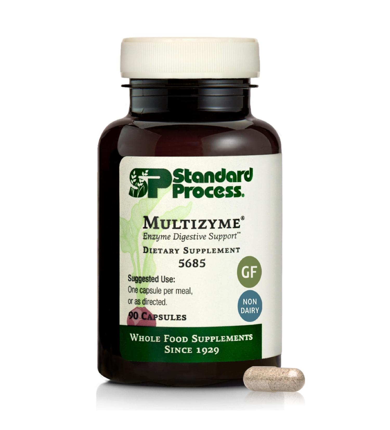 Standard Process Multizyme - Pancreatic Enzyme Supplement to Support The Breakdown of Proteins Carbohydrates & Fats - Digestive Support - Gluten-Free Non-Dairy & Non-Soy - 90 Capsules (90 Servings) 150 Count (Pack of 1) - Buy Online on GoSupps.com