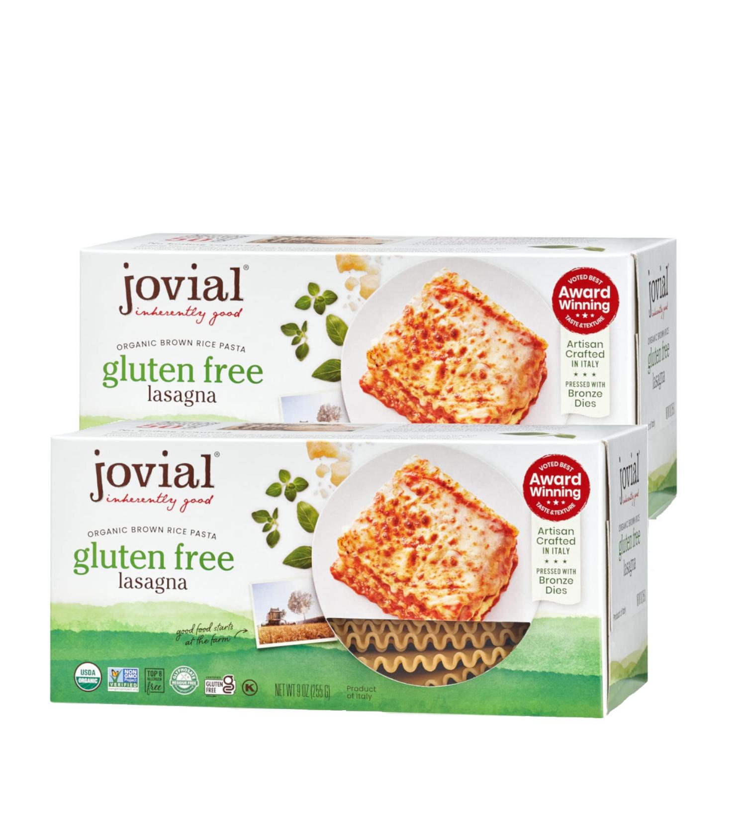 Jovial Organic Whole Grain Brown Rice Lasagna Pasta - Gluten-Free, Non-GMO, Lower Carb - 9 oz (2 Pack) - Made in Italy - Buy Online on GoSupps.com