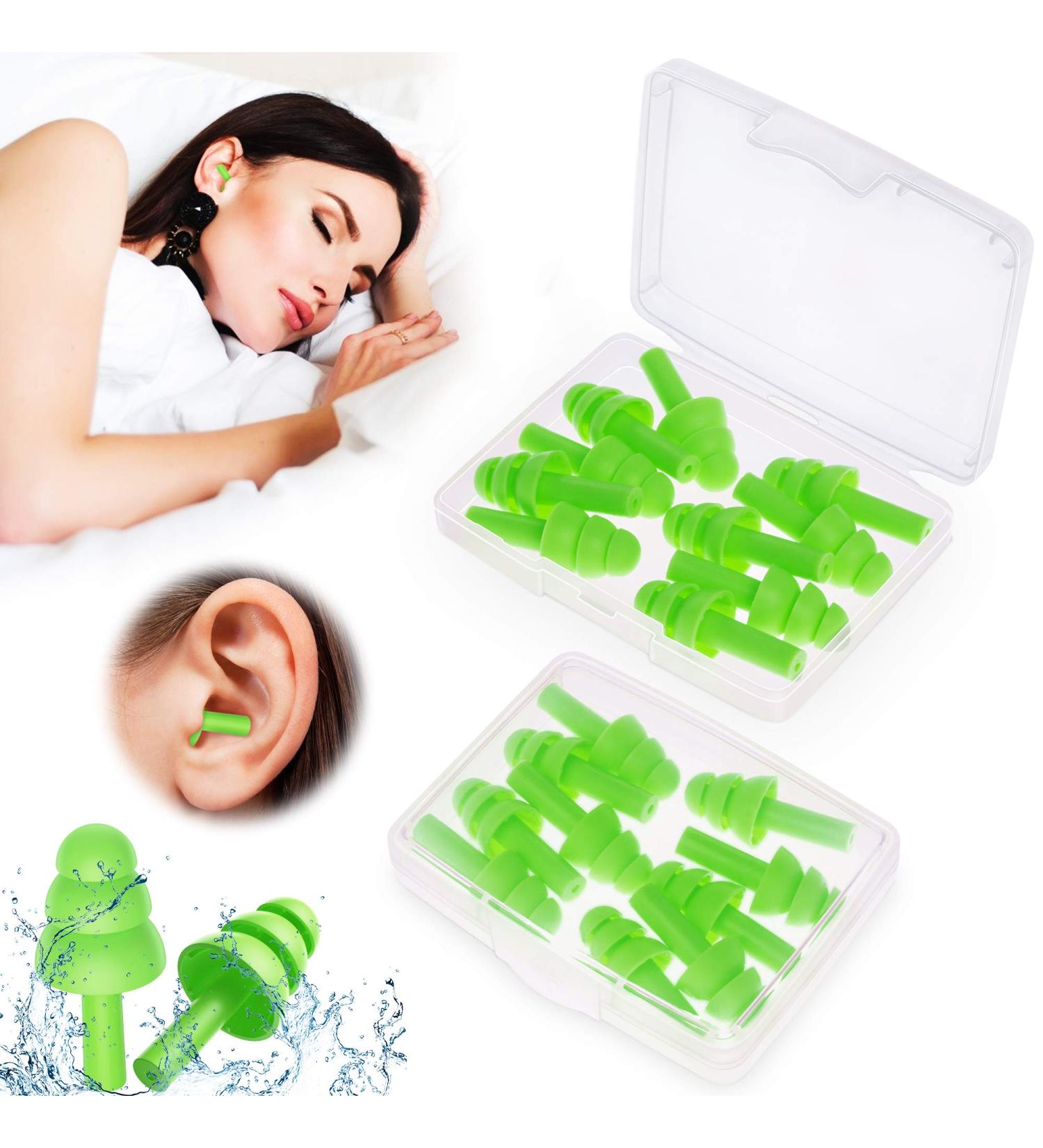 Ear Plugs Noise Reduction 10 Pairs Waterproof Reusable Silicone Earplugs for Sleeping Swimming Shooting Range Motorcycles Work SNR 32db Ear Plugs for Adults & Kids (Green) - Buy Online on GoSupps.com