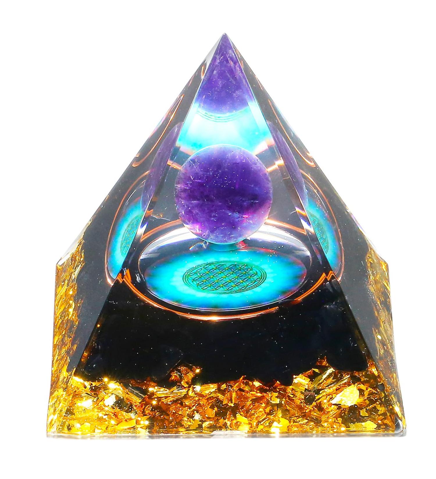 Buy Xiannvxi 2.4 Big Amethyst & Obsidian Crystals Pyramid - Natural Healing Stones & Reiki Gifts for Men & Women - International Shipping - Buy Online on GoSupps.com