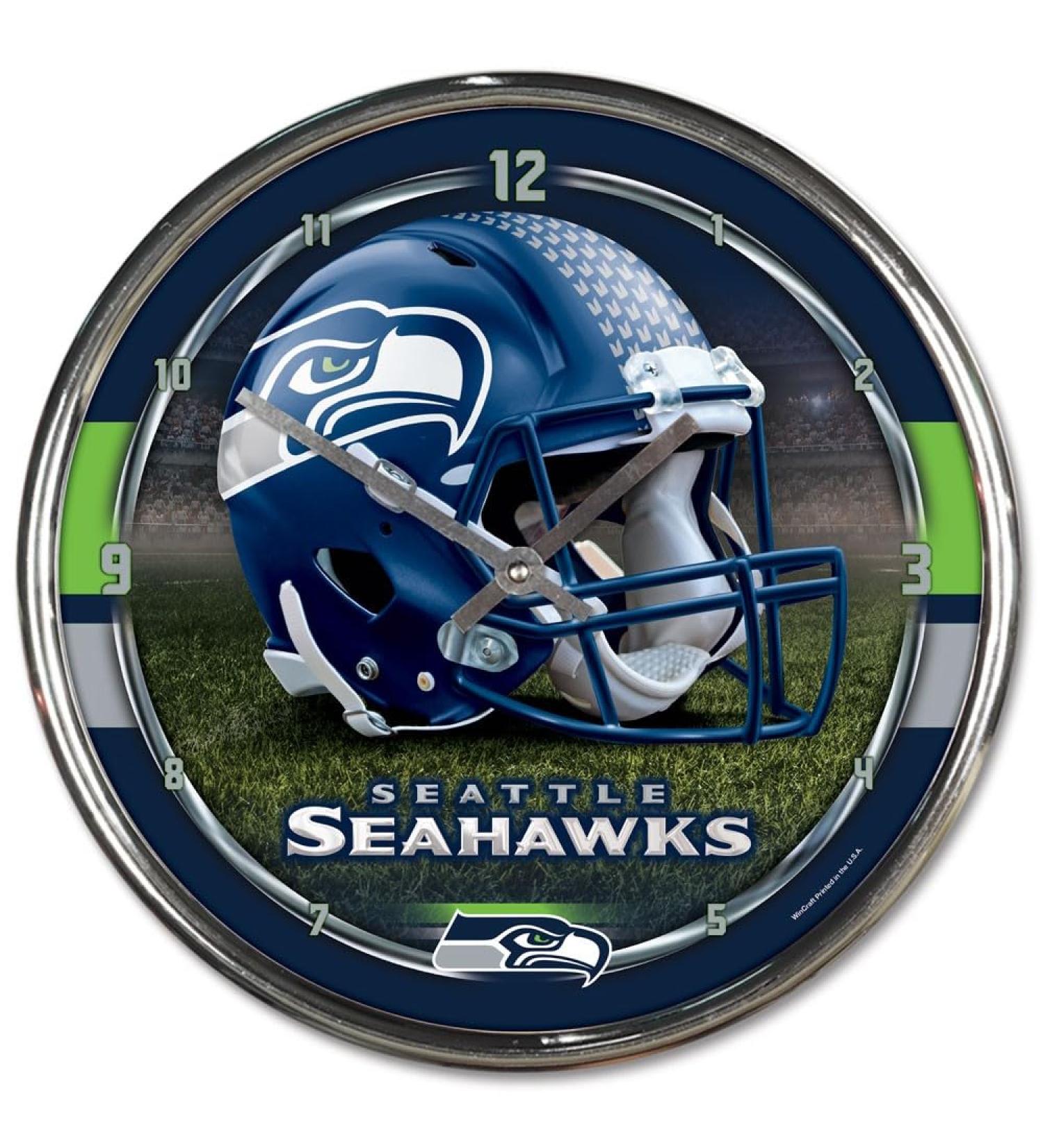 WinCraft NFL Chrome Clock 12" x 12" Seattle Seahawks