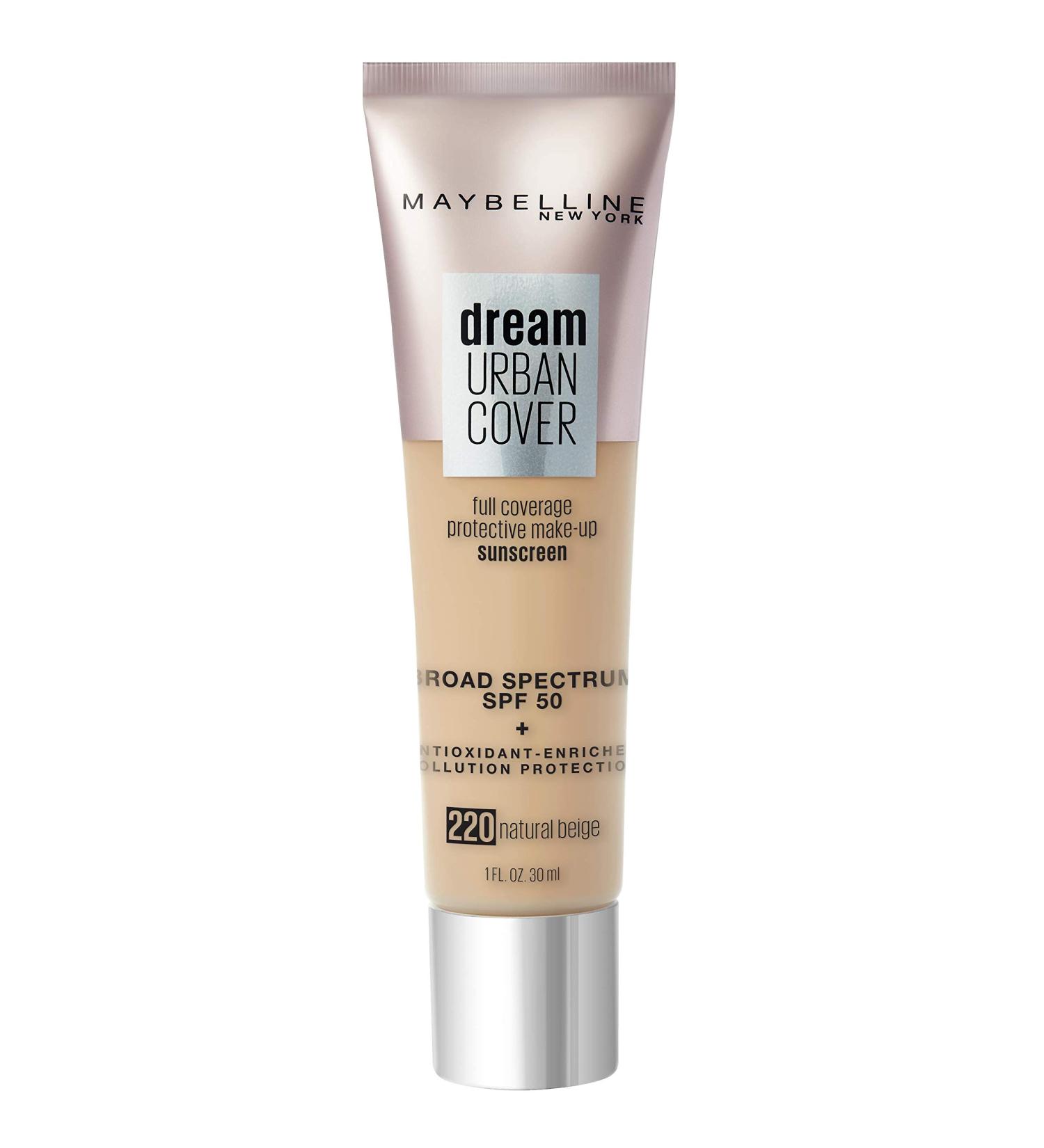 Maybelline Dream Urban Cover Flawless Coverage Foundation Makeup SPF 50 - Natural Beige 220, 1 Fl Oz - Buy Online on GoSupps.com