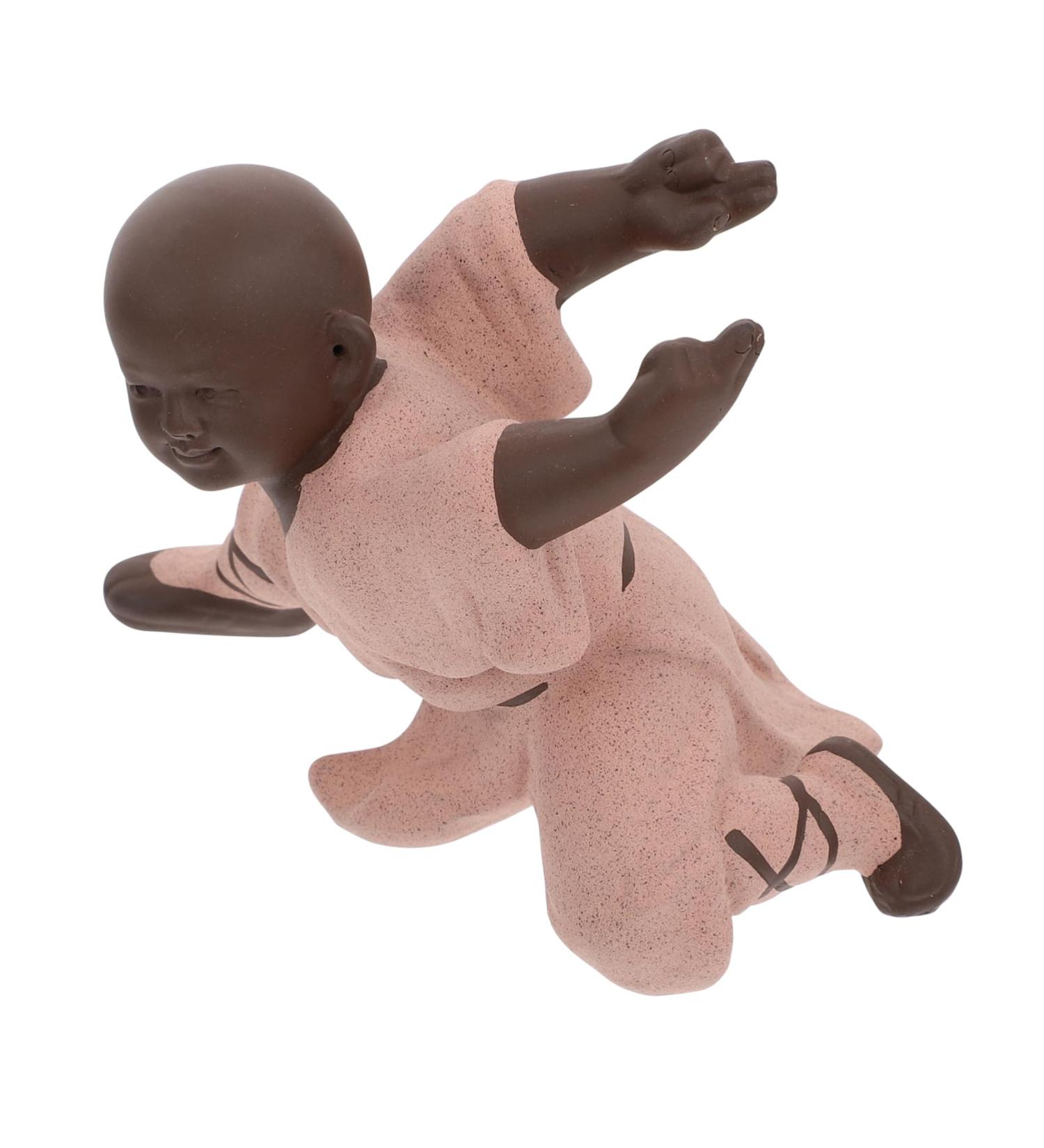 Zerodeko Home Decor 1pc Accessory for Adornment Desktop Office Creative Monk-Shaped Clay Ornament Decorative Decoration Pink 13X6.5CM - Buy Online on GoSupps.com
