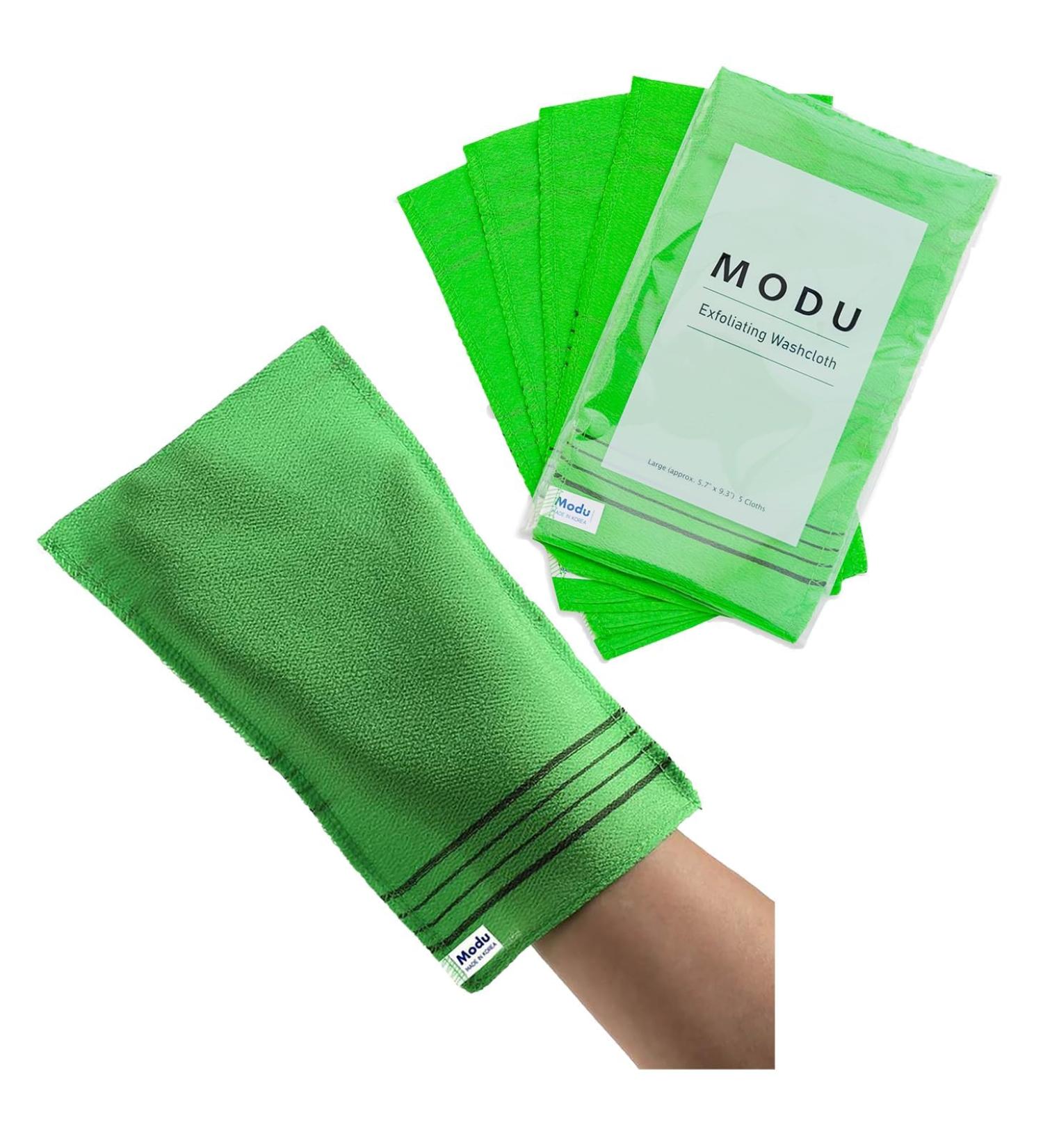 Buy Modu 5 Pcs Korean Exfoliating Mitts - Large Green Bath Washcloths | 9.1 X 6 in - Best for Exfoliation | International Shipping Available - Buy Online on GoSupps.com