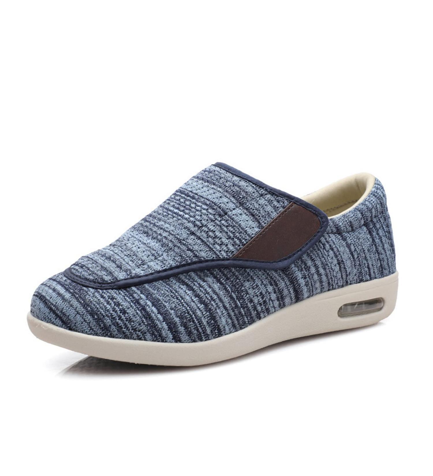Diabetic Extra Wide Men's Slippers - Adjustable Closure for Swollen Feet & Arthritis - Light Blue, Size 12 - Buy Online on GoSupps.com