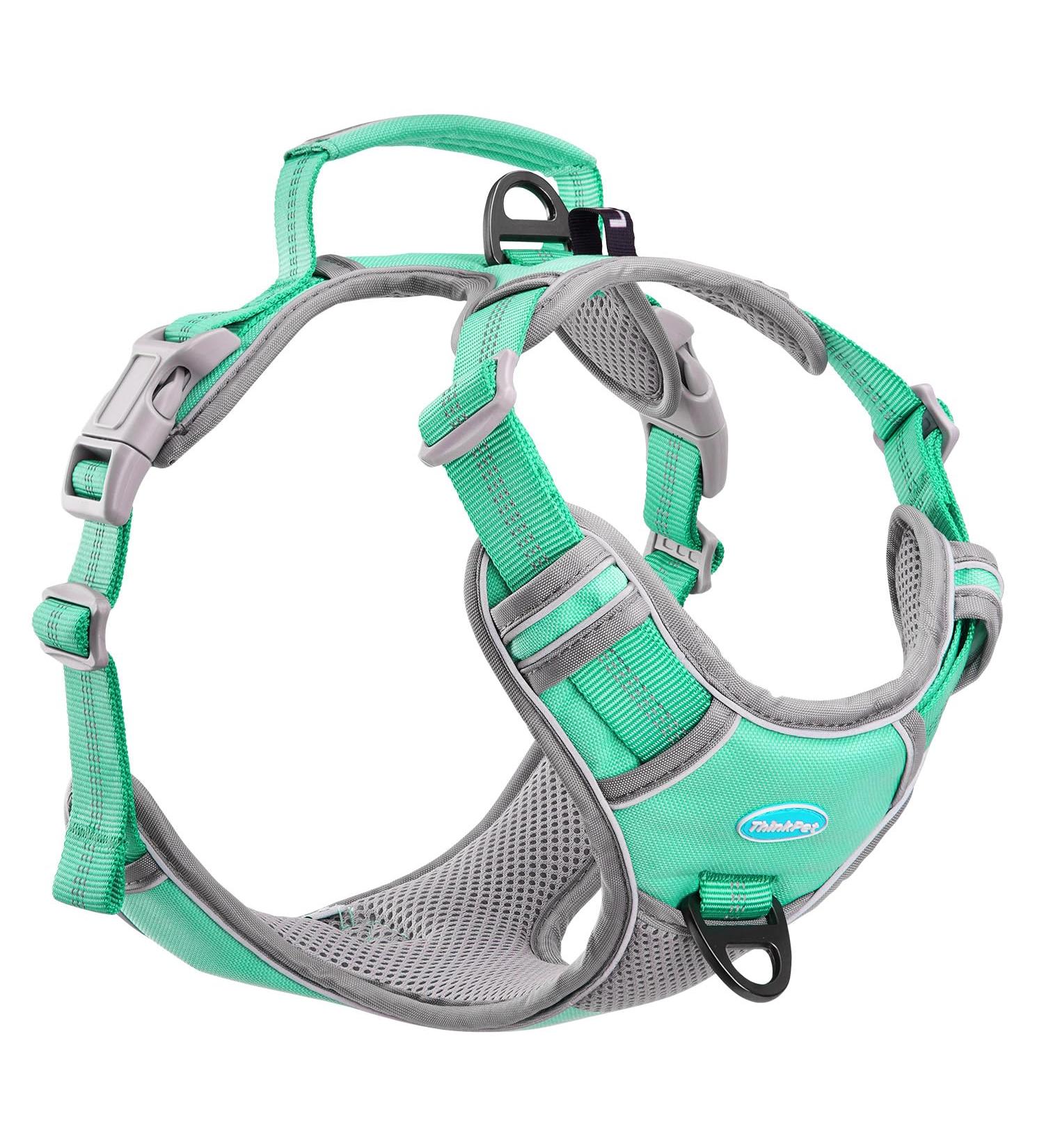 Thinkpet Anti Zug Dog Harness | Adjustable No-Choke Control Harness with Handle | Reflective & Breathable Dog Gear (Large Blue-Green) - 1 Pack - Buy Online on GoSupps.com