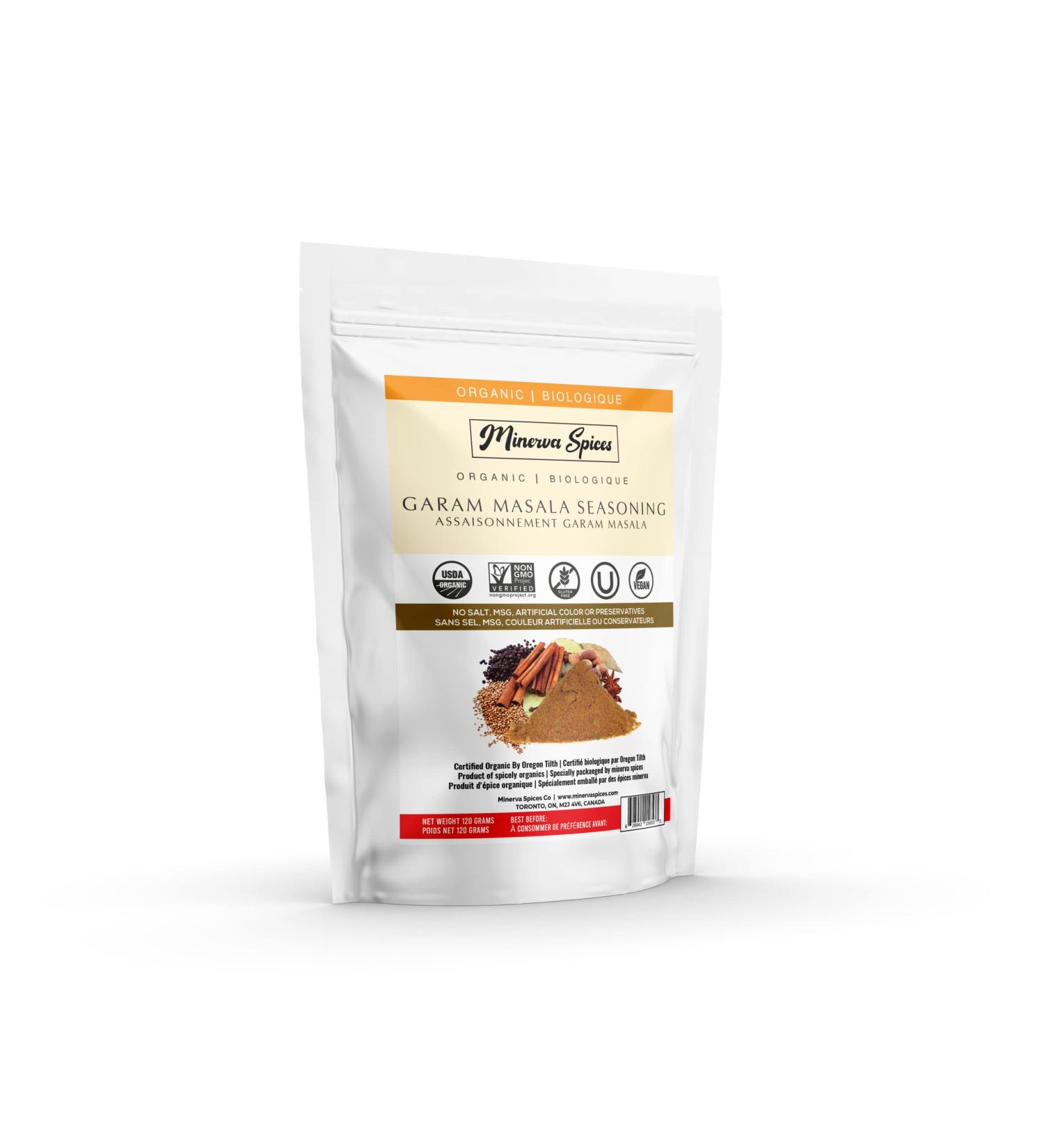 Minerva Spices Organic Garam Masala Seasoning 4 Oz 120 Grams Premium Quality 100% Pure Non-GMO Vegan Gluten-Free and Kosher Certified - Buy Online on GoSupps.com