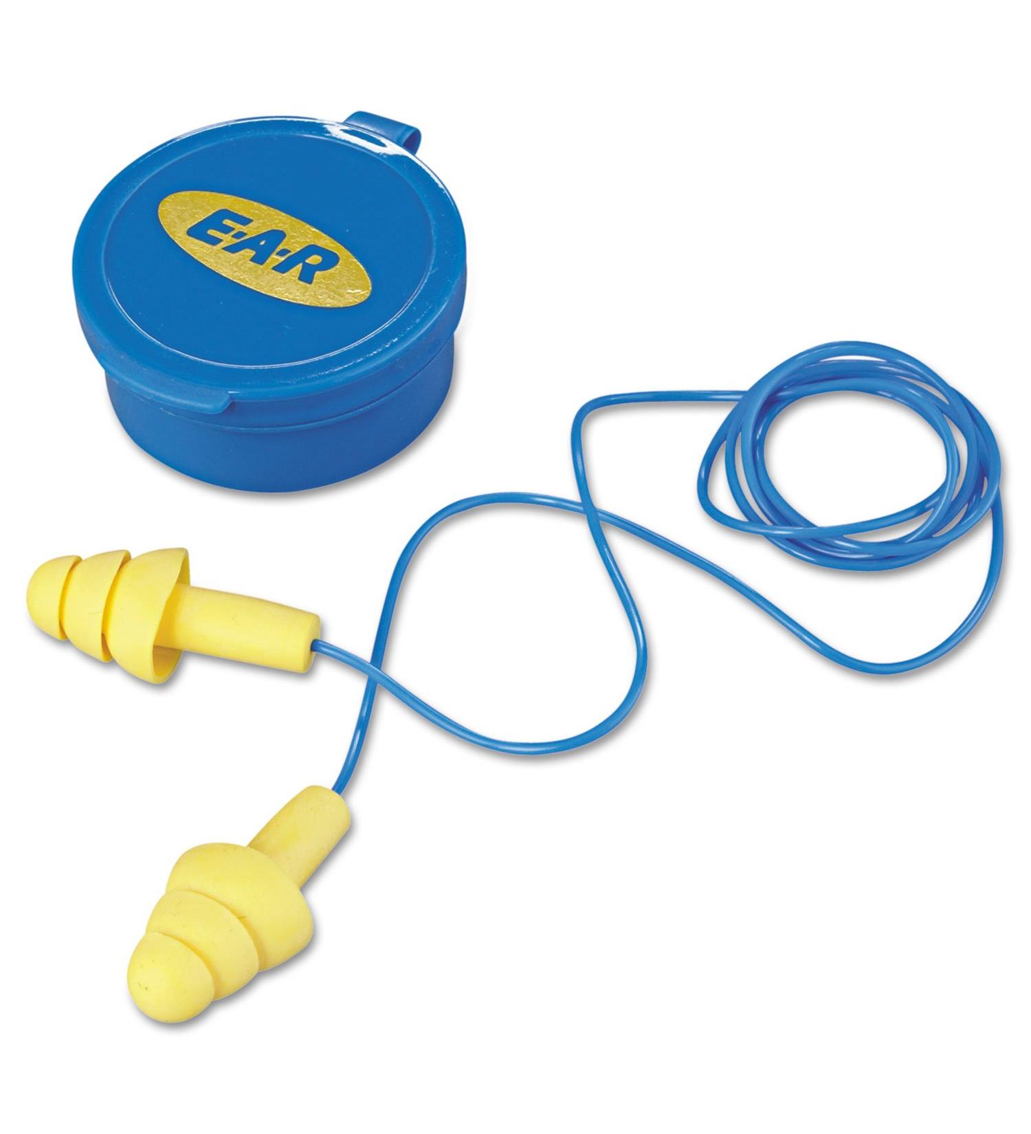 3M 3404002 E A R Ultrafit Multi-Use Earplugs  Corded  25Nrr  Yellow/Blue  50 Pairs