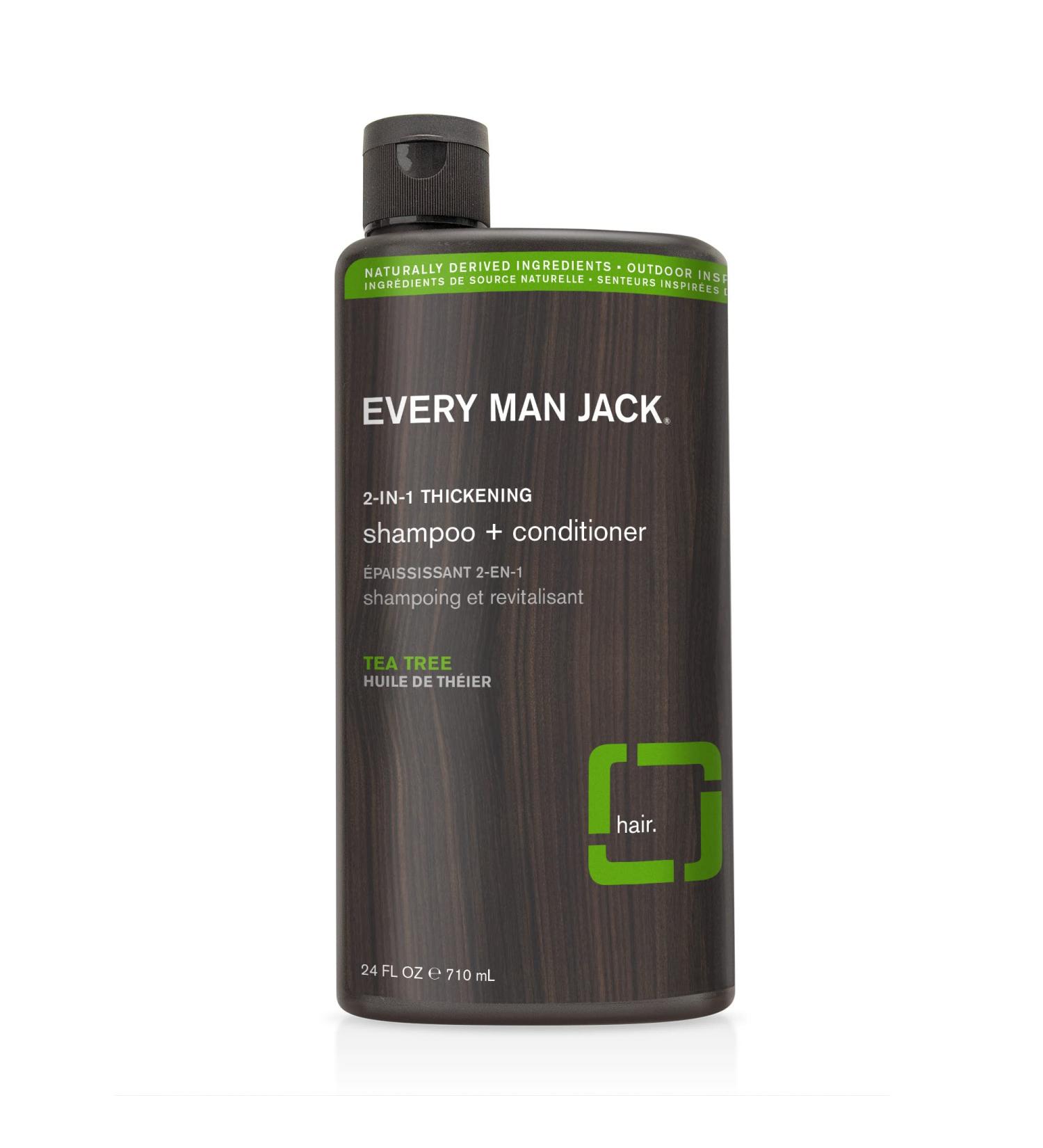 Every Man Jack 2-in-1 Thickening Shampoo + Conditioner - Coconut, Aloe, Tea Tree - 24oz - Natural Ingredients, No Harmful Chemicals - Buy Online on GoSupps.com