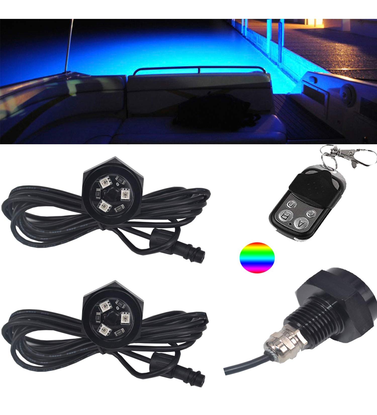 NBWDY RGB LED 1/2in NPT Boat Drain Plug Light Underwater with RF Remote Control - Pack of 2 - Buy Online on GoSupps.com