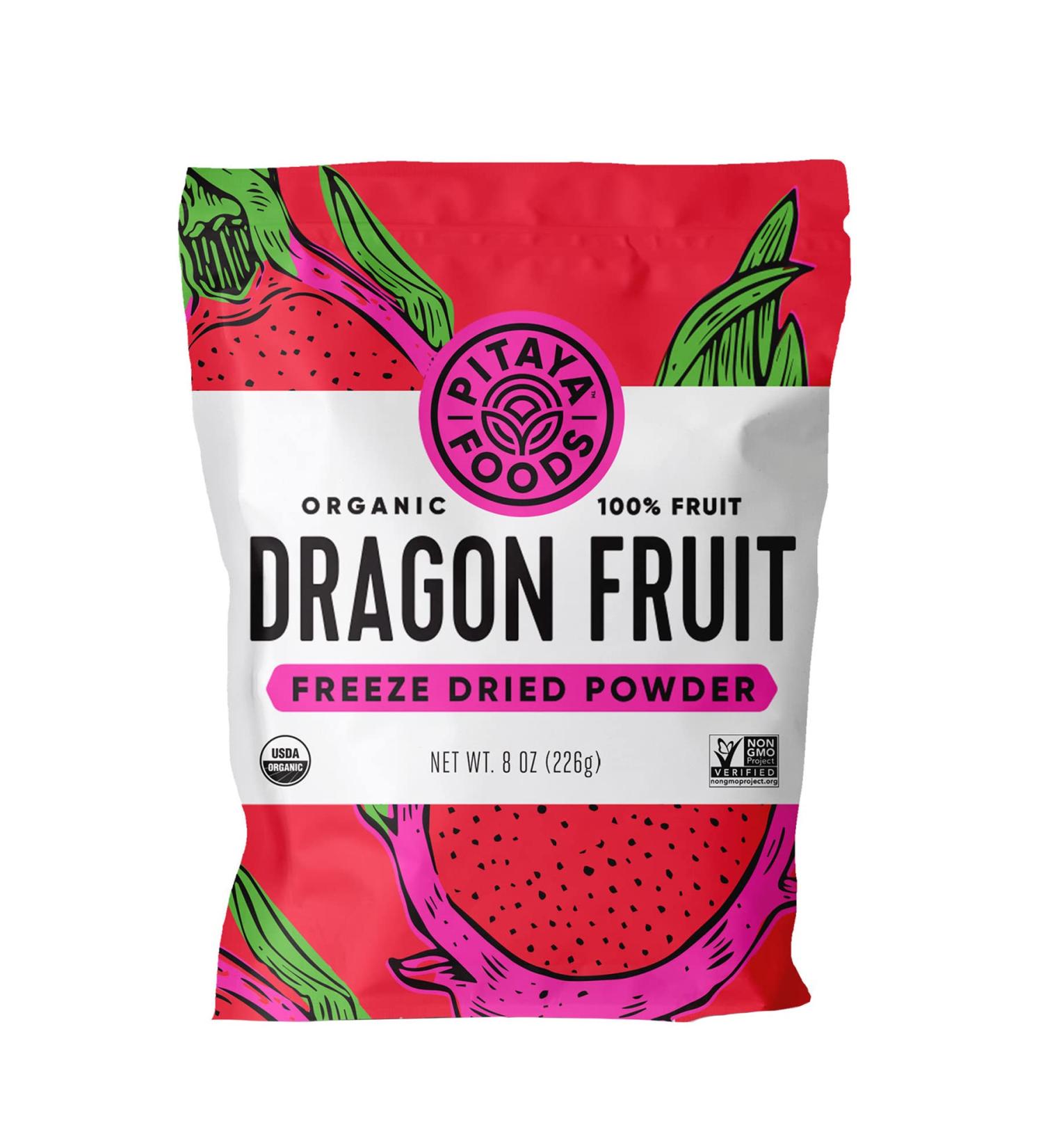 Organic Freeze Dried Red Dragon Fruit Powder - USDA & Oregon Tilth Certified (8oz) | Pitaya Foods - Buy Online on GoSupps.com