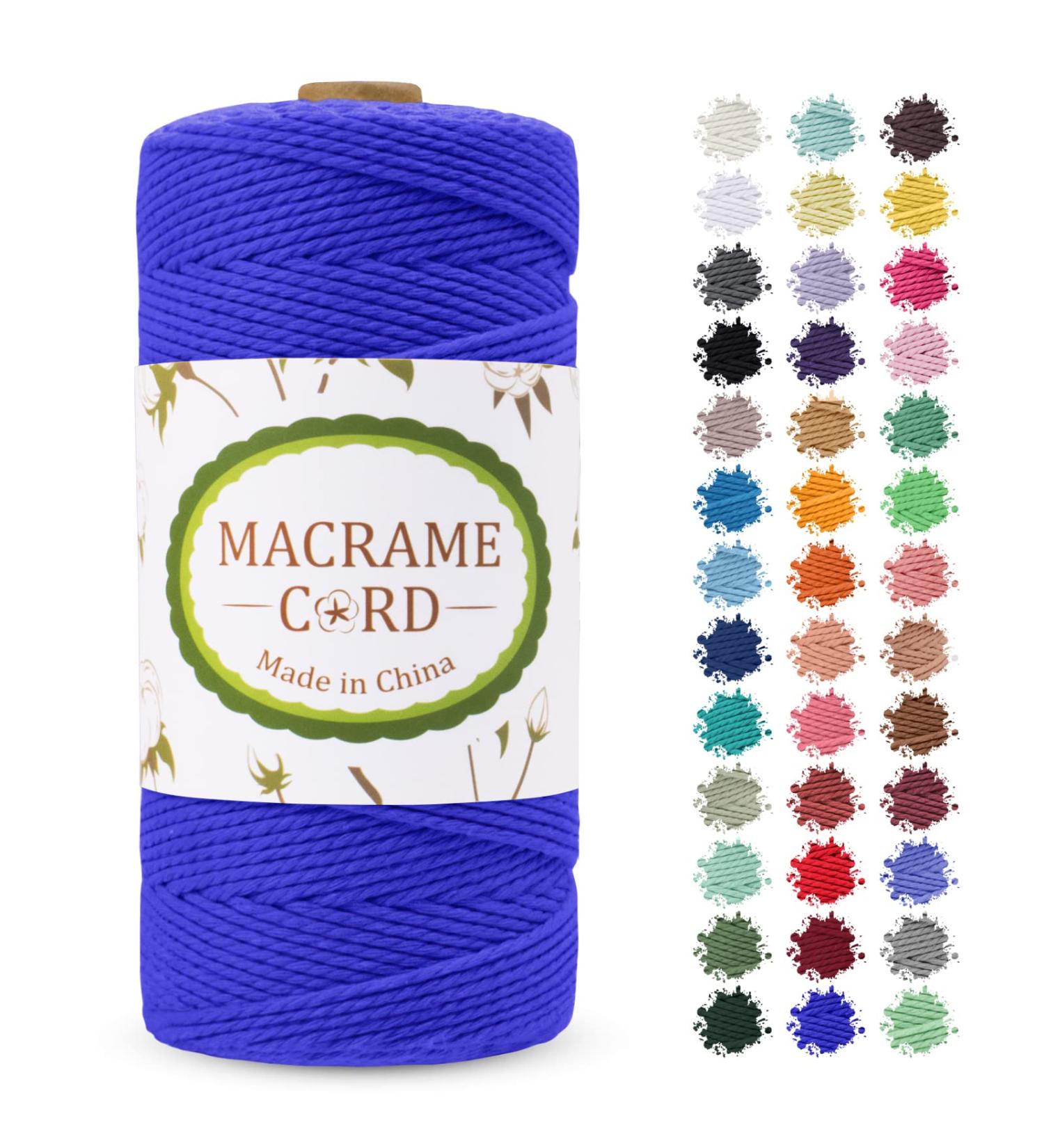 Lereati Navy Blue Macrame Cord - 2mm x 219yards Natural Cotton Rope Yarn for DIY Crafts, Wall Hanging, Plant Hangers, Knitting, Christmas Wrapping - Buy Online on GoSupps.com