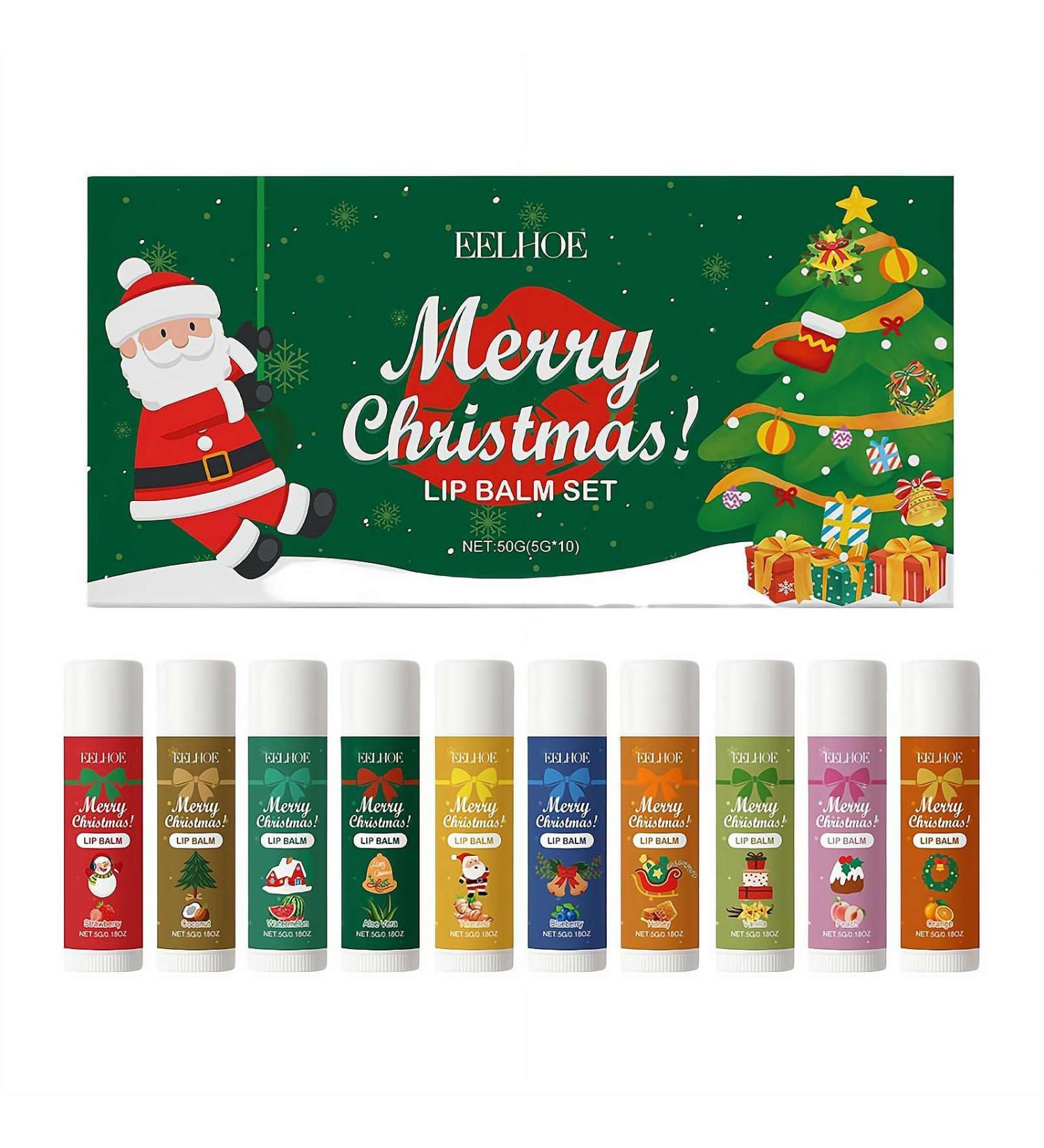 10 Pack Natural Lip Balm Bulk - Christmas Lip Balm Bulk Care Product with Vitamin E and Coconut Oil - Moisturizing Anti Cracking Personal Care - Buy Online on GoSupps.com