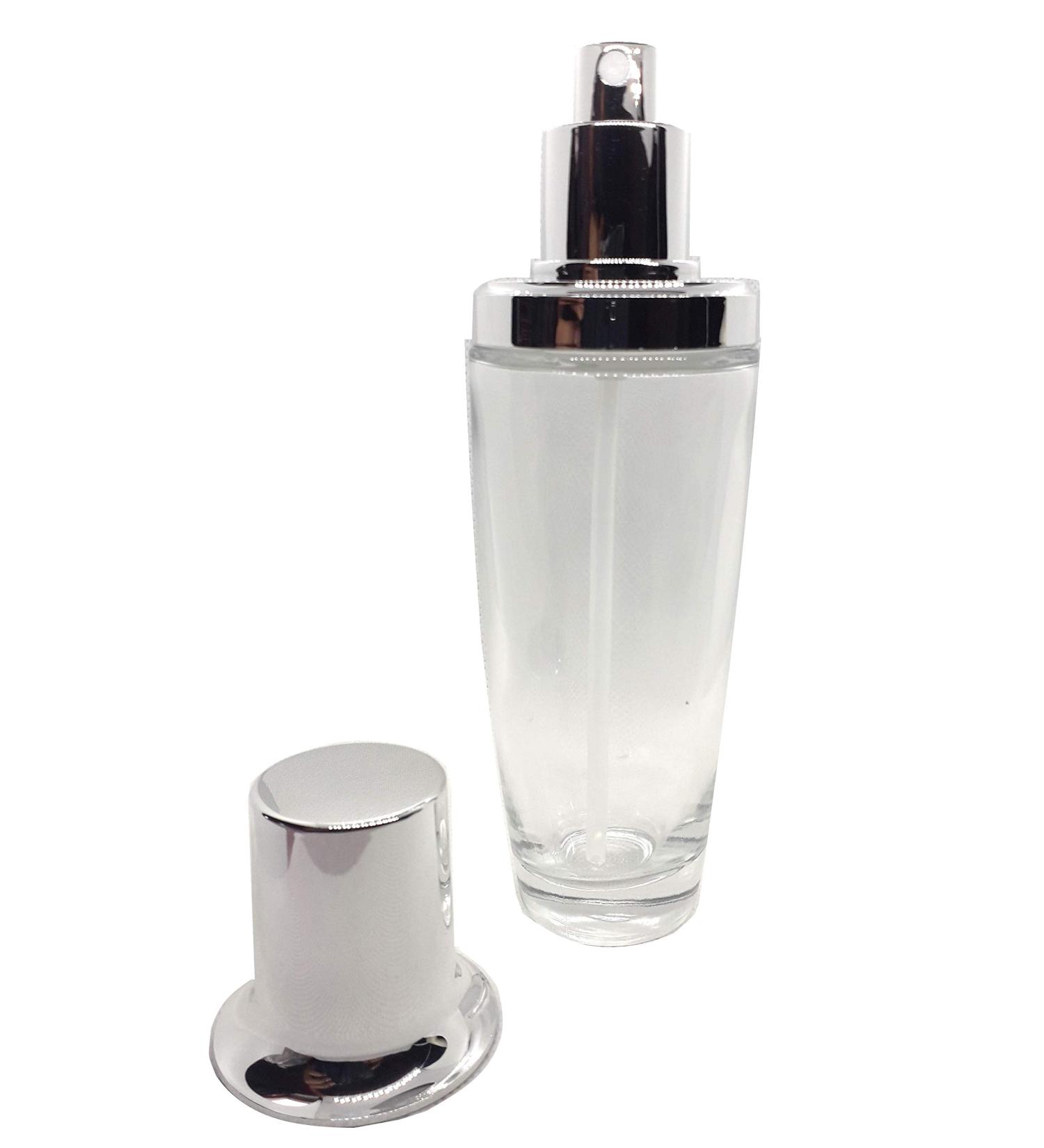 Empty Glass Perfume Bottle Conical with Silver Fine Mist Atomiser (50ml)
