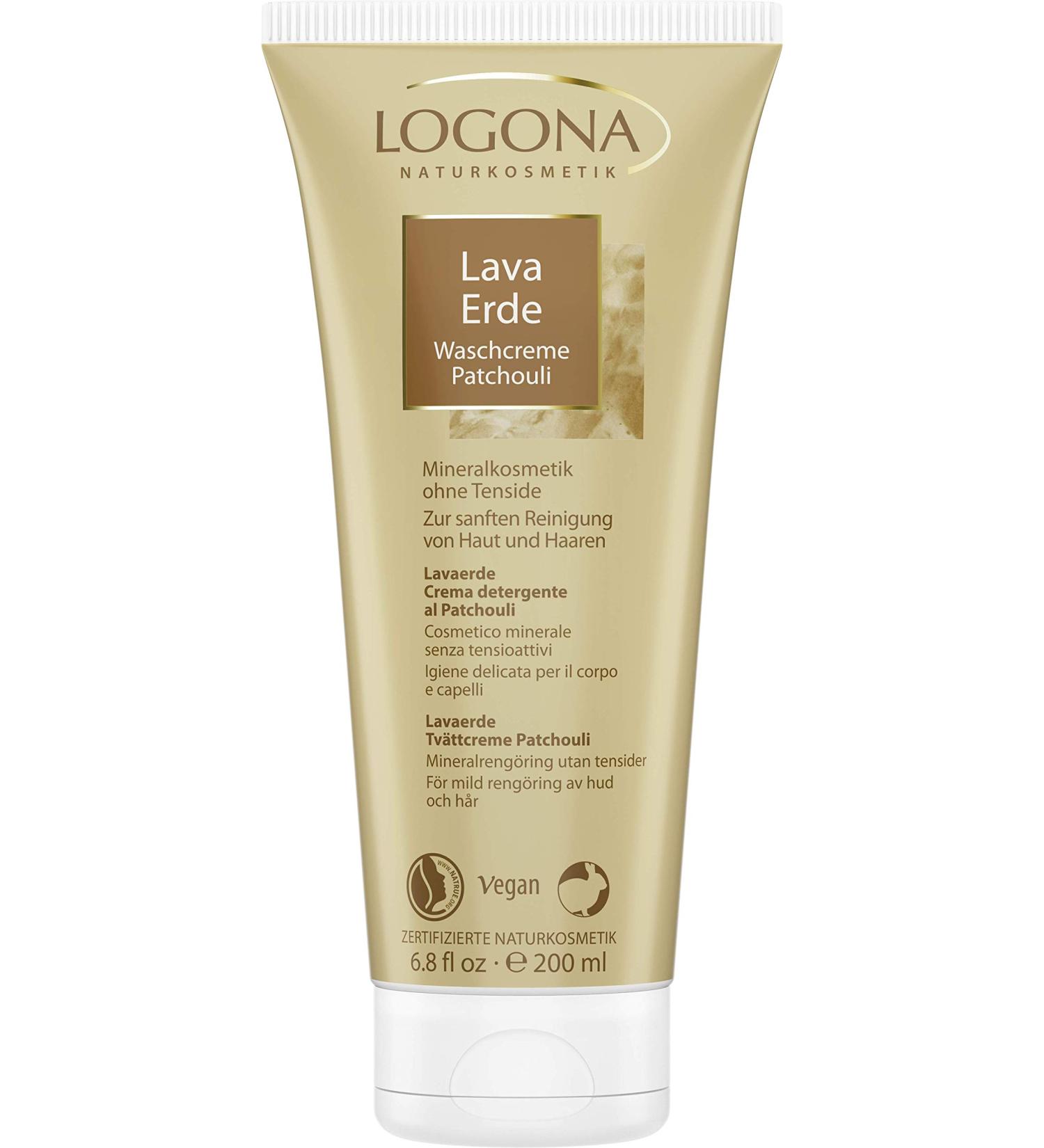 LOGONA Natural Cosmetics Lava Clay Wash Cream Patchouli 200 ml - Buy Natural Skincare Online | International Shipping Available - Buy Online on GoSupps.com