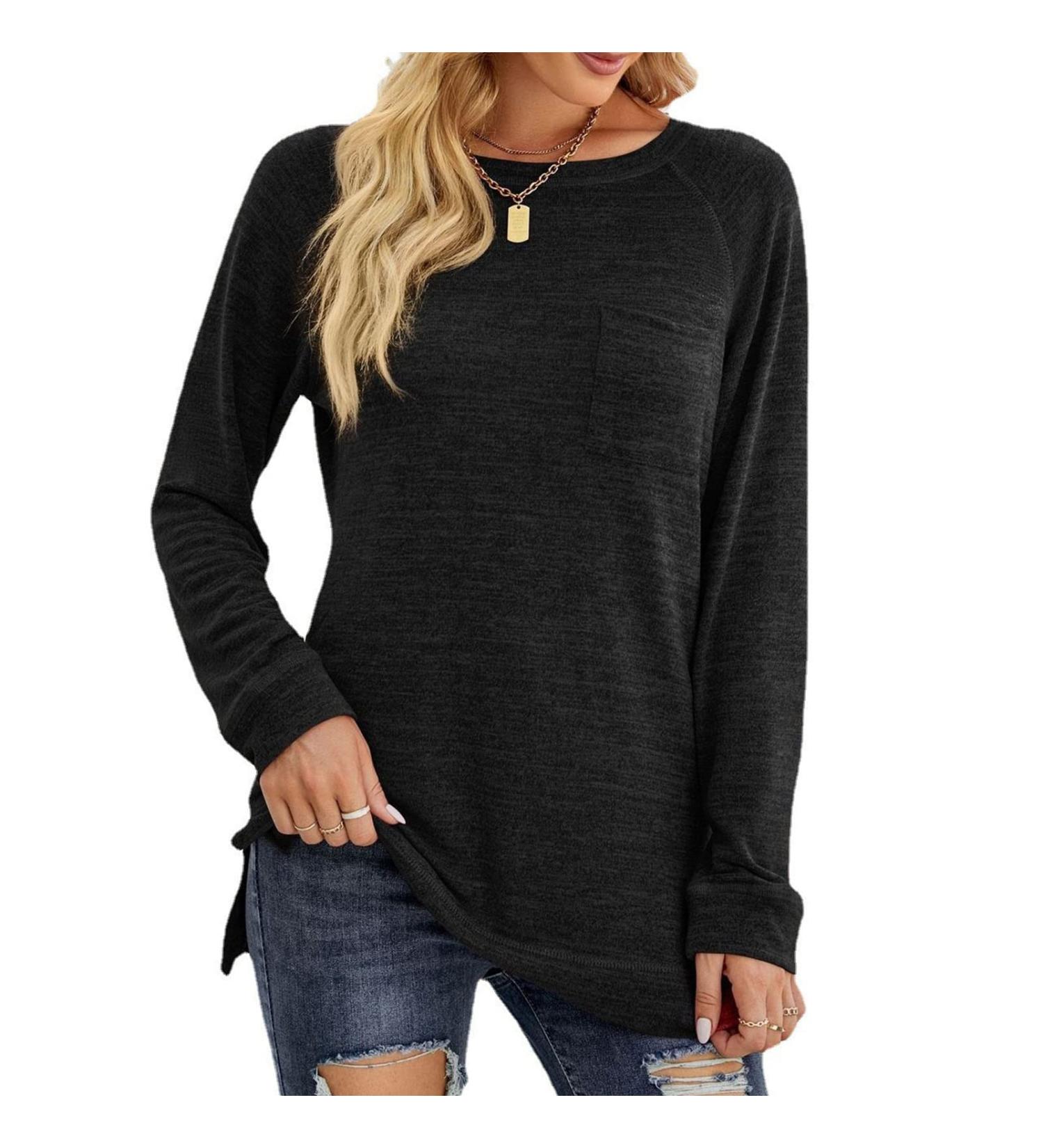 HAIBING Women Top Women Shirt Pullover Long Sleeve Raglan Sleeve for Daily Wear (S) Black CH Black - Buy Online on GoSupps.com