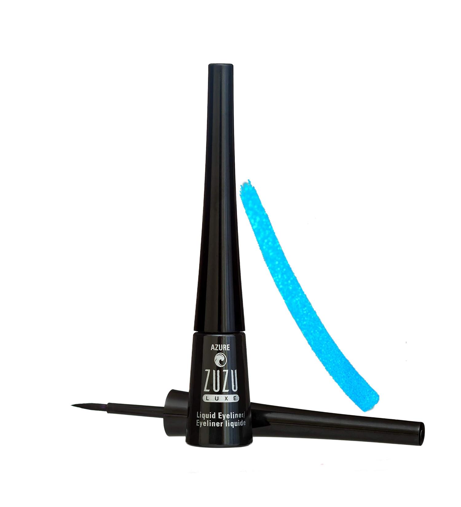 ZUZU LUXE Precision Liquid Liner (Azure Blue/Shimmer) - Fine Tip, Quick-Drying, Water-Resistant - 0.1 oz - Paraben-Free, Vegan, Gluten-Free, Cruelty-Free - Natural Formula - Buy Online on GoSupps.com