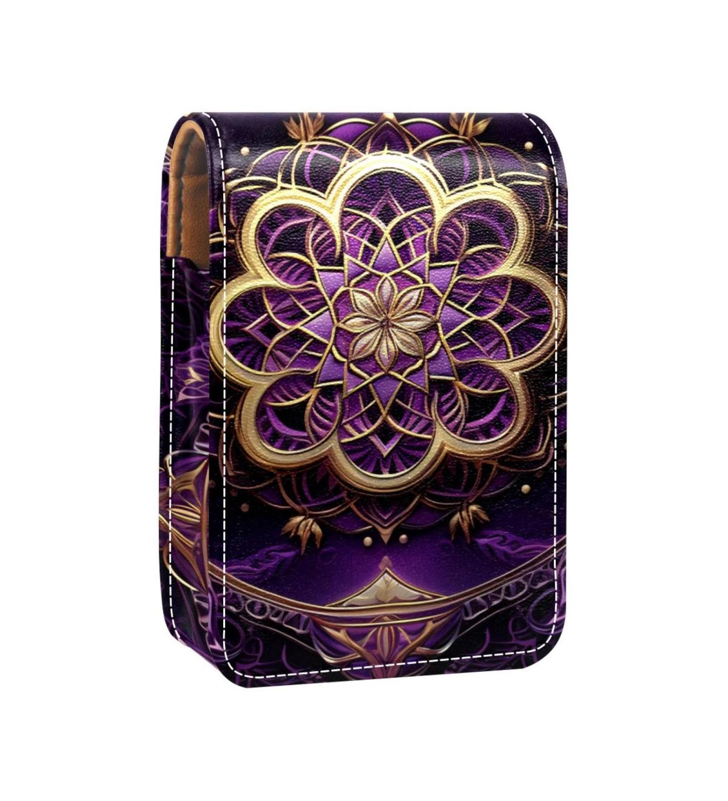 Travel Lipstick Organizer Case | Portable Makeup Bag with Mirror | Cosmic Purple Mandala Love C212b2yzon - Shop Now - Buy Online on GoSupps.com
