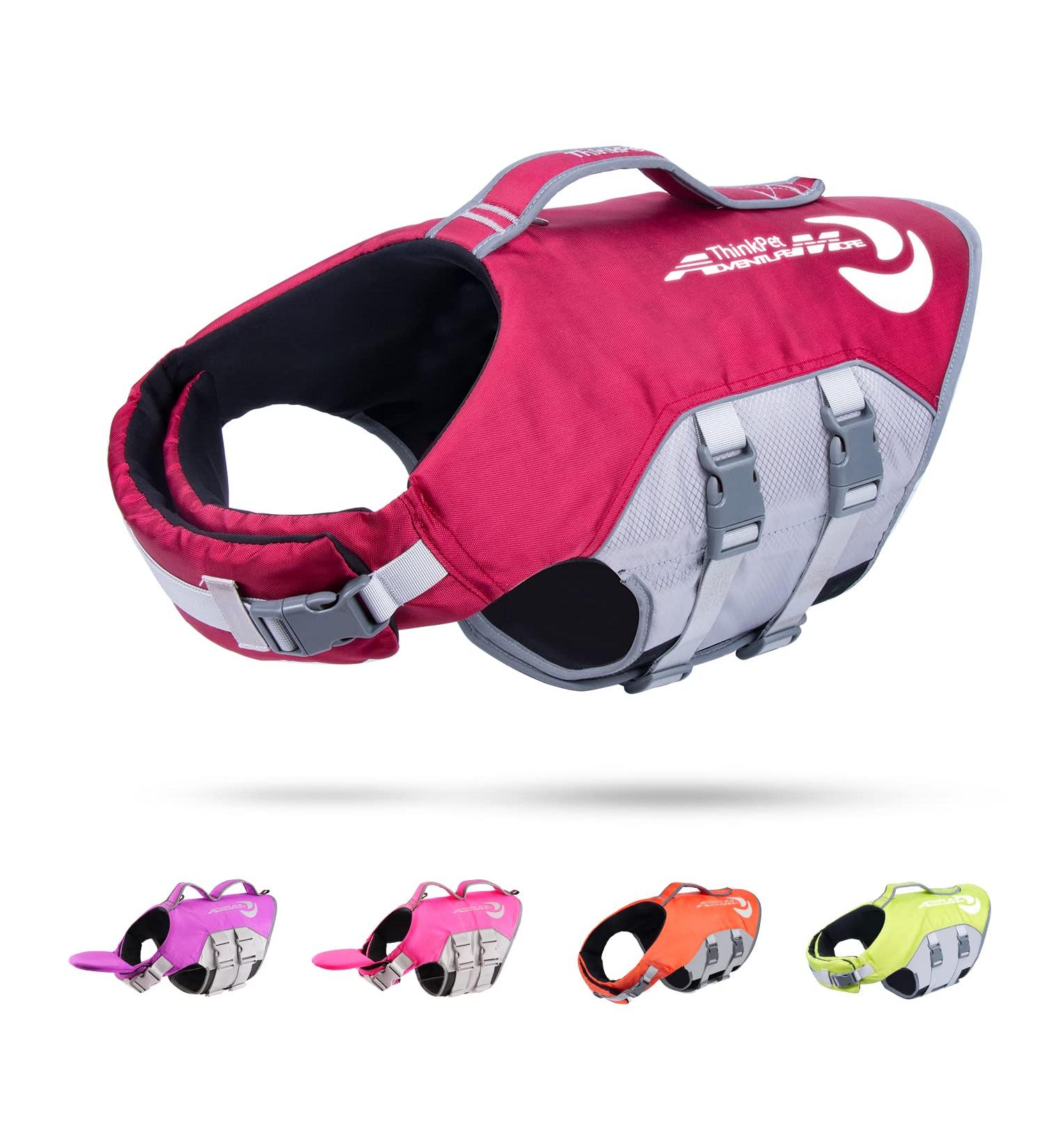 ThinkPet Adjustable Dog Life Jacket - Reflective Lifesaver with Buoyancy | Red L - International Shipping Available - Buy Online on GoSupps.com
