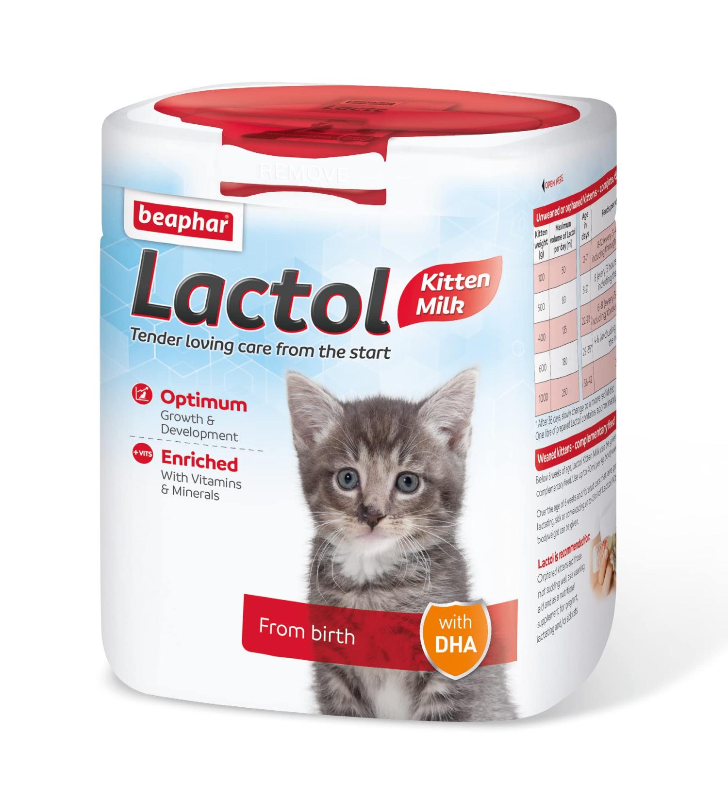 Beaphar | Lactol Kitten Milk Replacer | Complete Nutritious Feed for Newborn Weaning & Hand Rearing Kittens | Includes DHA & Taurine | Enriched with Vitamins & Minerals | 500 g - Buy Online on GoSupps.com