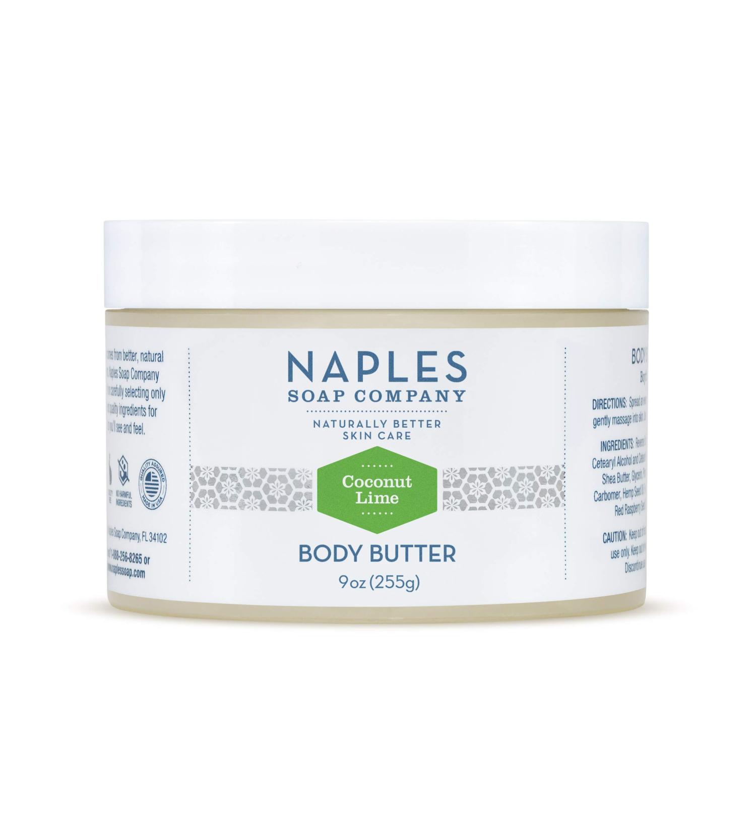 Natural Coconut Lime Body Butter for Women - 9 oz - Nourishing & Moisturizing Shea Butter - Naples Soap - Buy Online on GoSupps.com