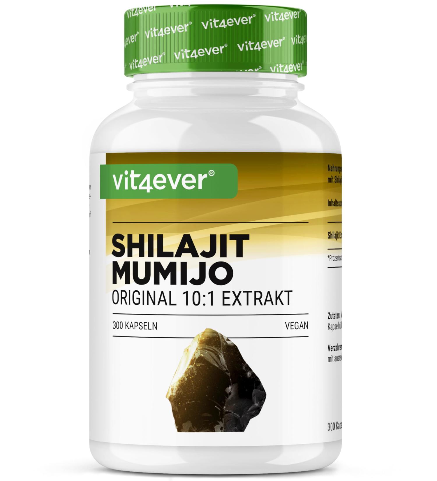 Mumijo Shilajit - 300 Softgels - High Dosed with 1500mg per Daily Serving - Original Himalayan Extract 10:1 - No Additives - Vegan - Buy Online on GoSupps.com