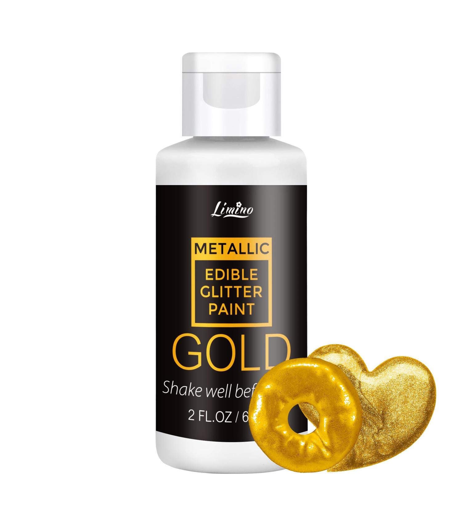 60ml Edible Glitter Fluid - Gold Metallic Liquid for Cakes Baking & Macarons | Food Coloring Glitter Powder for DIY Cookies & Fondant - Buy Online on GoSupps.com