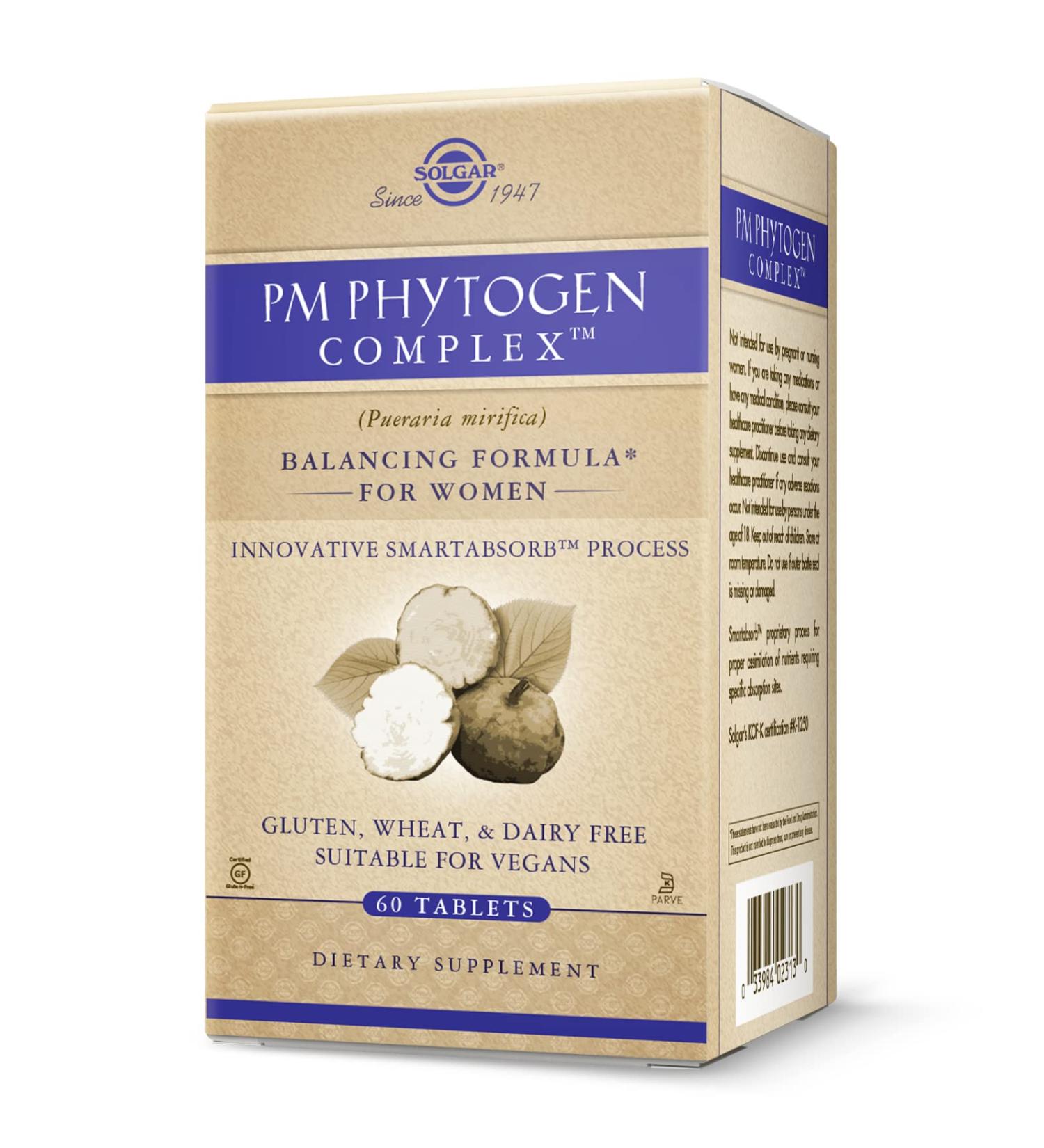 Solgar PM PhytoGen Complex - 60 Tablets for Hormonal Support & Well-being - Buy Online on GoSupps.com