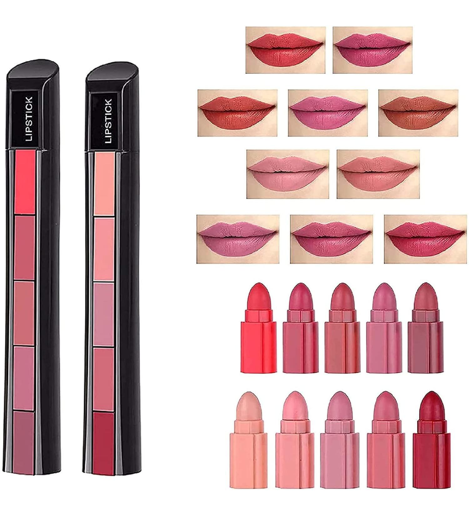 Gokame 5 in 1 Matte Lipstick Set | Long Lasting Waterproof Velvet Lip Gloss Kit | Nude Portable Mini Multicolor Lipsticks - Buy Online on GoSupps.com