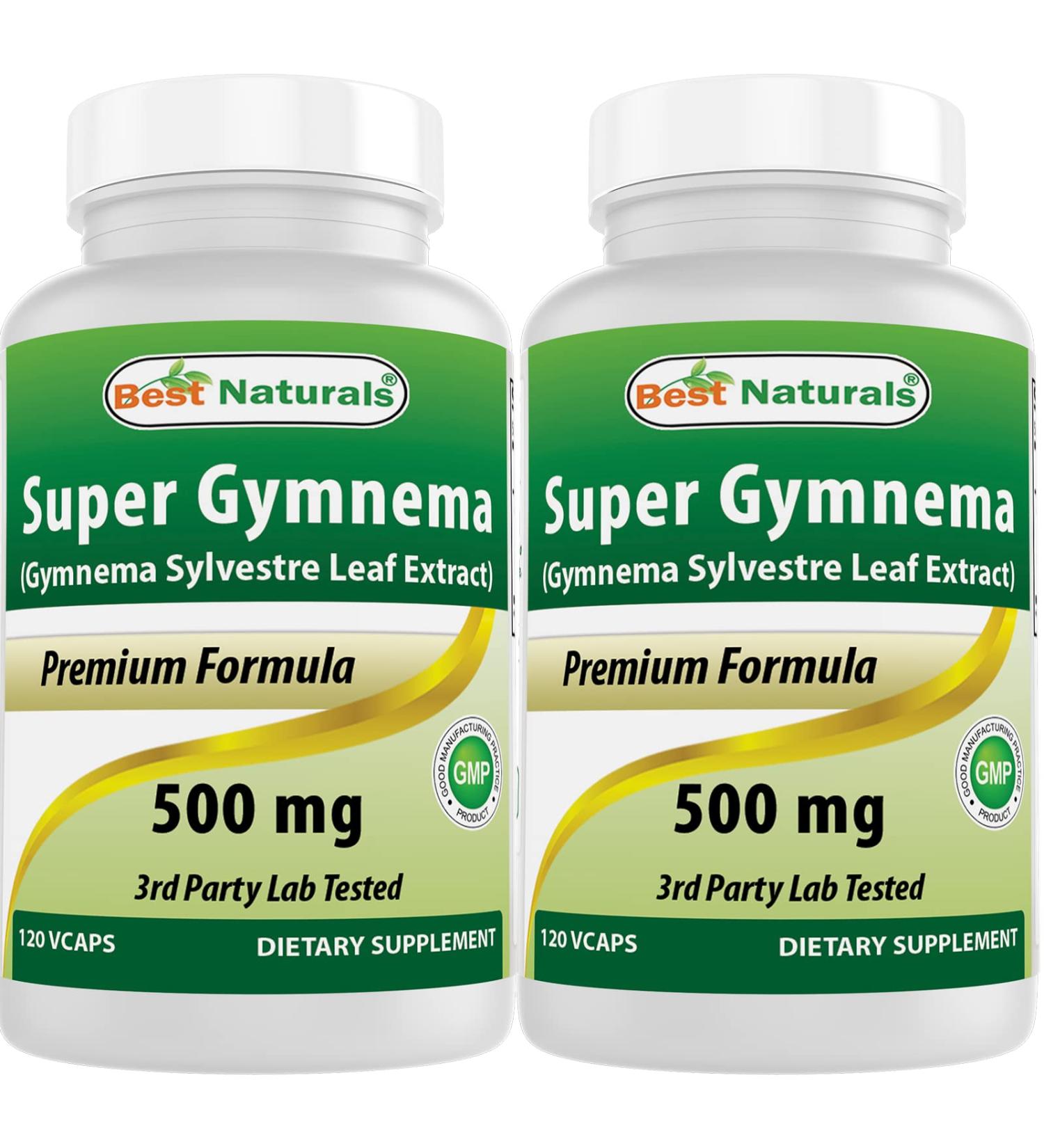 Best Naturals Gymnema Sylvestre Extract 500 mg 120 Vegetarian Capsules - Contains Minimum of 25% Gymnemic Acid (Pack of 2) - Buy Online on GoSupps.com