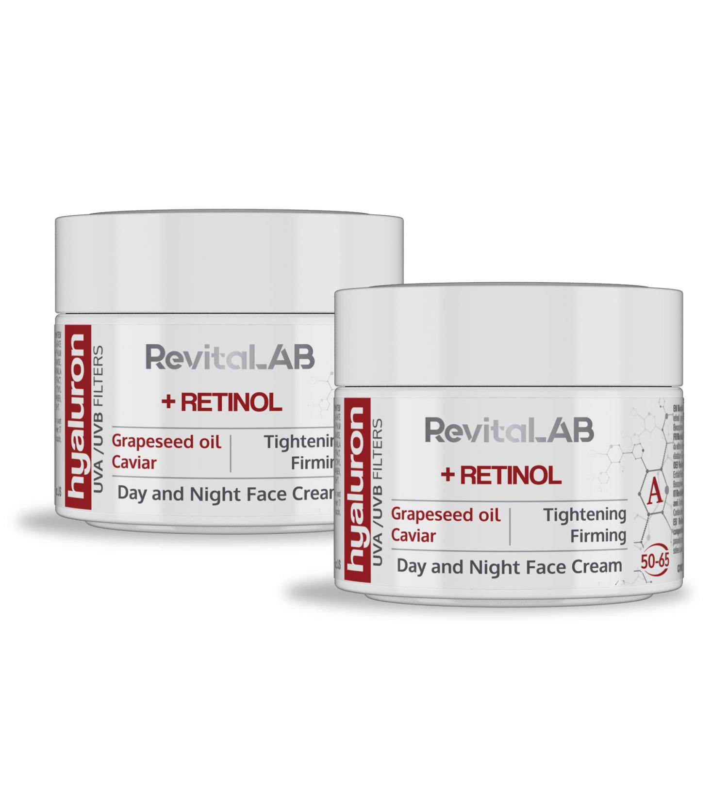  RevitaLAB RevitaLAB - Hyaluron - Anti-Aging Day and Night Cream Enriched with Retinol Caviar and Red Grapes 50-65 Years Old 50ml (Pack of 2) - Buy Online on GoSupps.com
