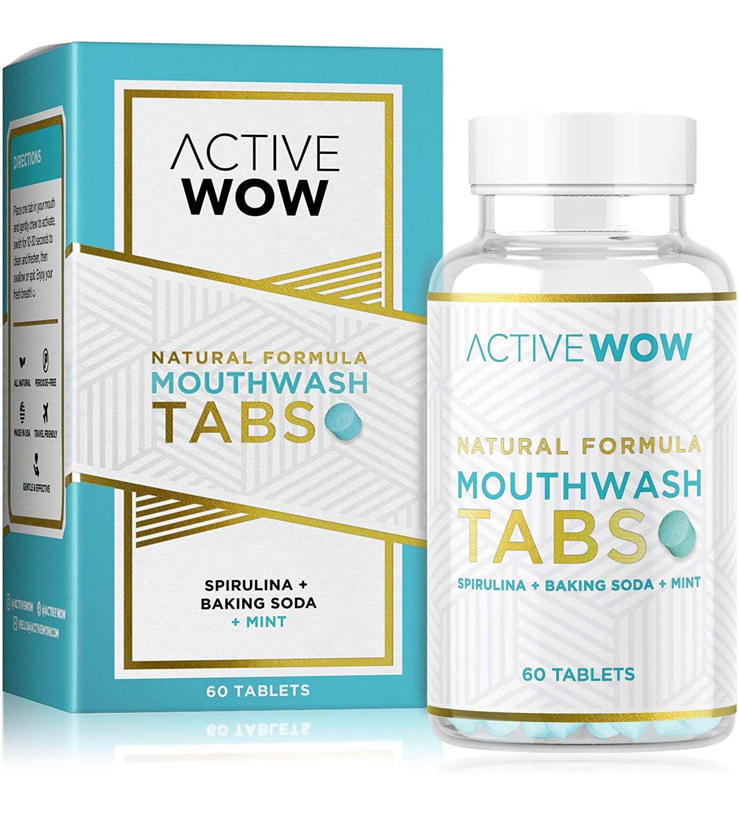 Mint & Spirulina Mouthwash Tabs with Baking Soda - Fluoride-Free, Vegan, Alcohol-Free, Sugar-Free - Chewable Breath Freshening Tablets (1 Pack) - Buy Online on GoSupps.com