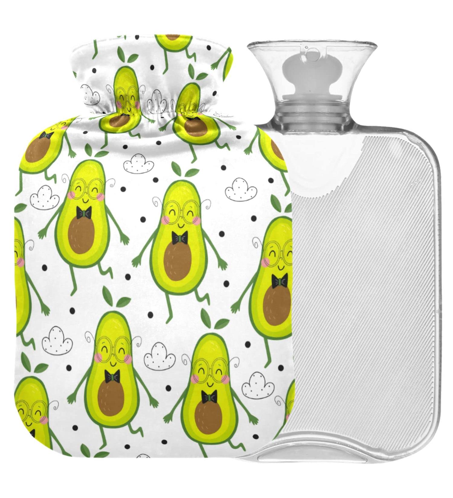 Naanle Cute Happy Avocado Heat Bottle - 1L Transparent Hot Water Bottle for Bed & Pain Relief | Hand & Feet Warmer | Heat & Cold Therapy - Buy Online on GoSupps.com