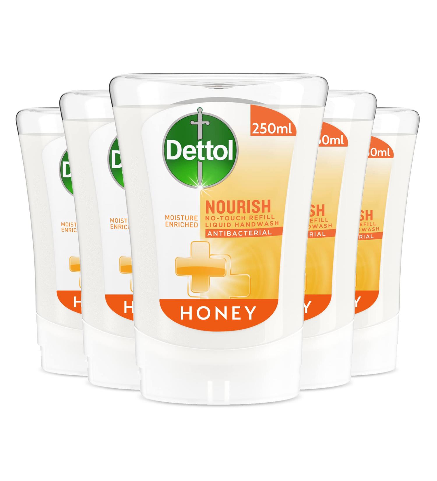 Dettol No-Touch Refill Hand Wash 250 ml - Honey Nourishing Pack of 5 Honey 300 ml (Pack of 5) - Buy Online on GoSupps.com