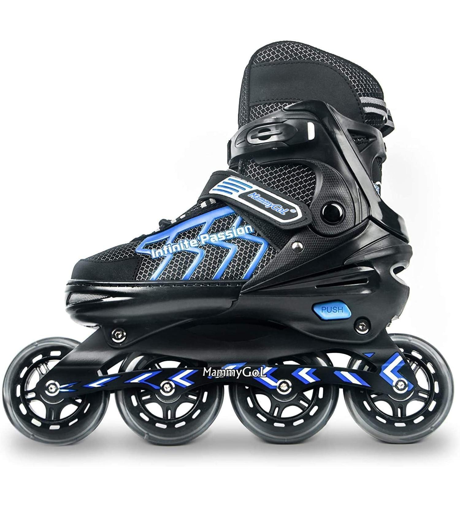 MammyGol Adjustable Inline Skates for Adults and Teens | Safe & Durable Roller Skates with Giant Wheels | High Performance Skates for Girls, Boys, Men & Women | Blue X-Large (8-11 US) - Buy Online on GoSupps.com