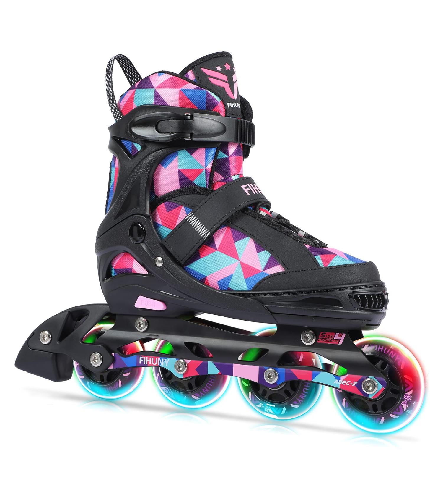 FIHUNY Adjustable Inline Skates for Kids and Adults with Light Up Wheels Roller Blades Skates for Girls and Boys Women C pink Large-Youth & Adult(4-7 US) - Buy Online on GoSupps.com