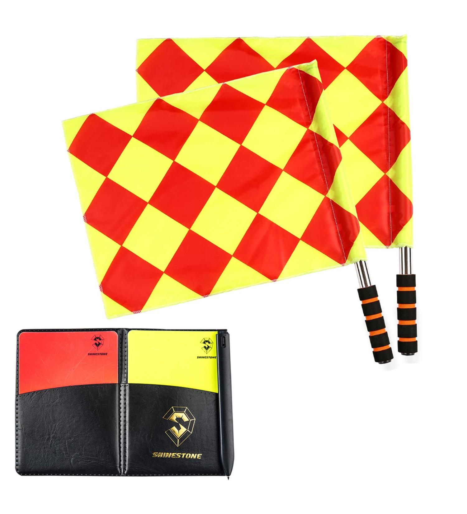 Shinestone Soccer Referee Flag Set with Case - 2 Designs | Football Linesman Flags Kit for Matches - Buy Online on GoSupps.com