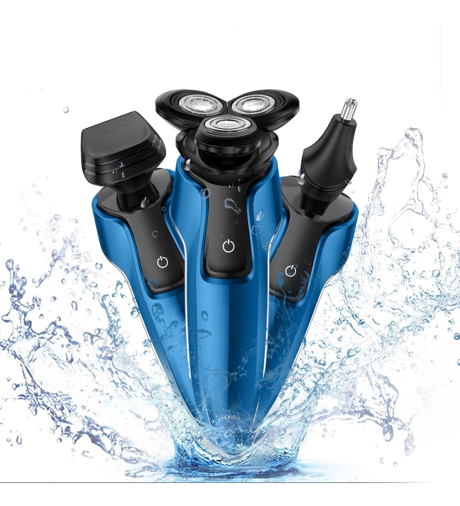 Electric Razor Men USB Quick Rechargeable Electric Shaver 3in 1 Wet & Dry Rotary Shavers with Nose Hair Trimmer and Beard Trimmer - Buy Online on GoSupps.com