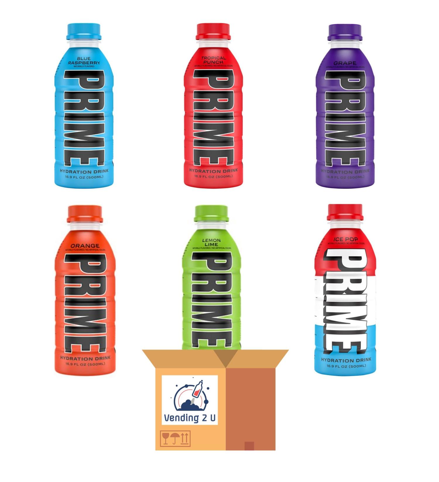 Vending 2 U Prime Hydration Drink Variety Pack 6 Flavors Each (16.9oz 12pk) - Buy Online on GoSupps.com