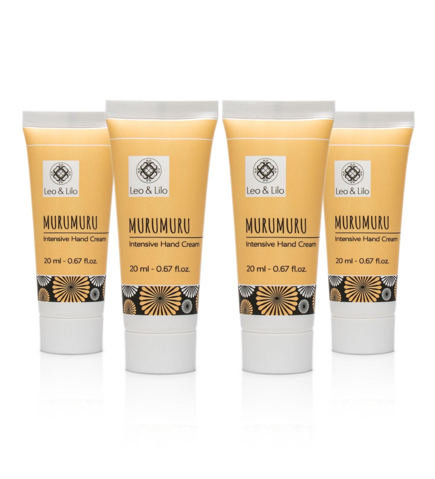 Leo & Lilo Set of 4 Murumuru Hand Cream 20 ml - Intensive Care for Very Dry and Stressed Hands - With Organic Vegetable Oils and Exotic Murumuru Butter - Vegan - Buy Online on GoSupps.com