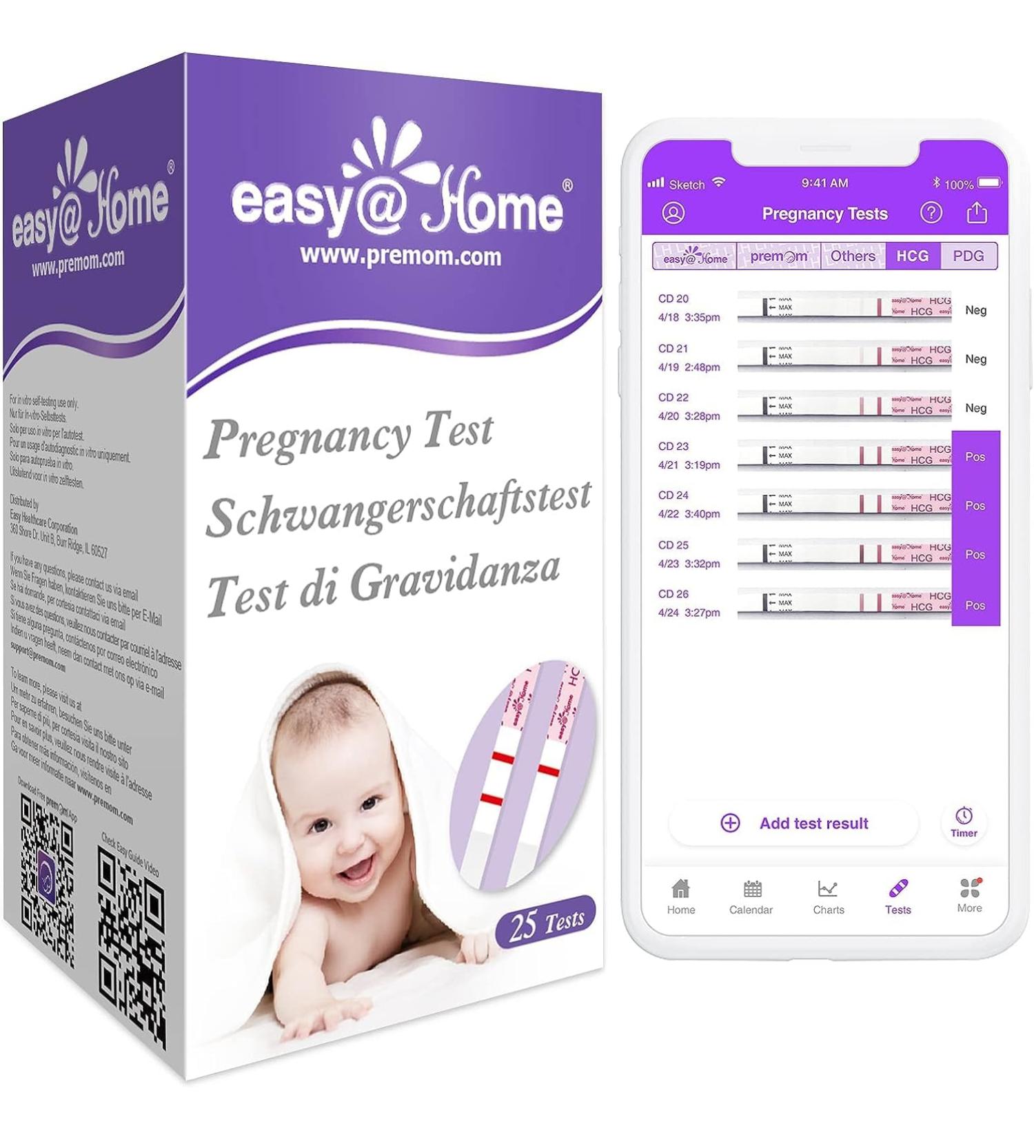 Easy Home 25 x Pregnancy Test - Early 10 mIU/ml HCG Tests for Reliable Results | International Shipping - Buy Online on GoSupps.com
