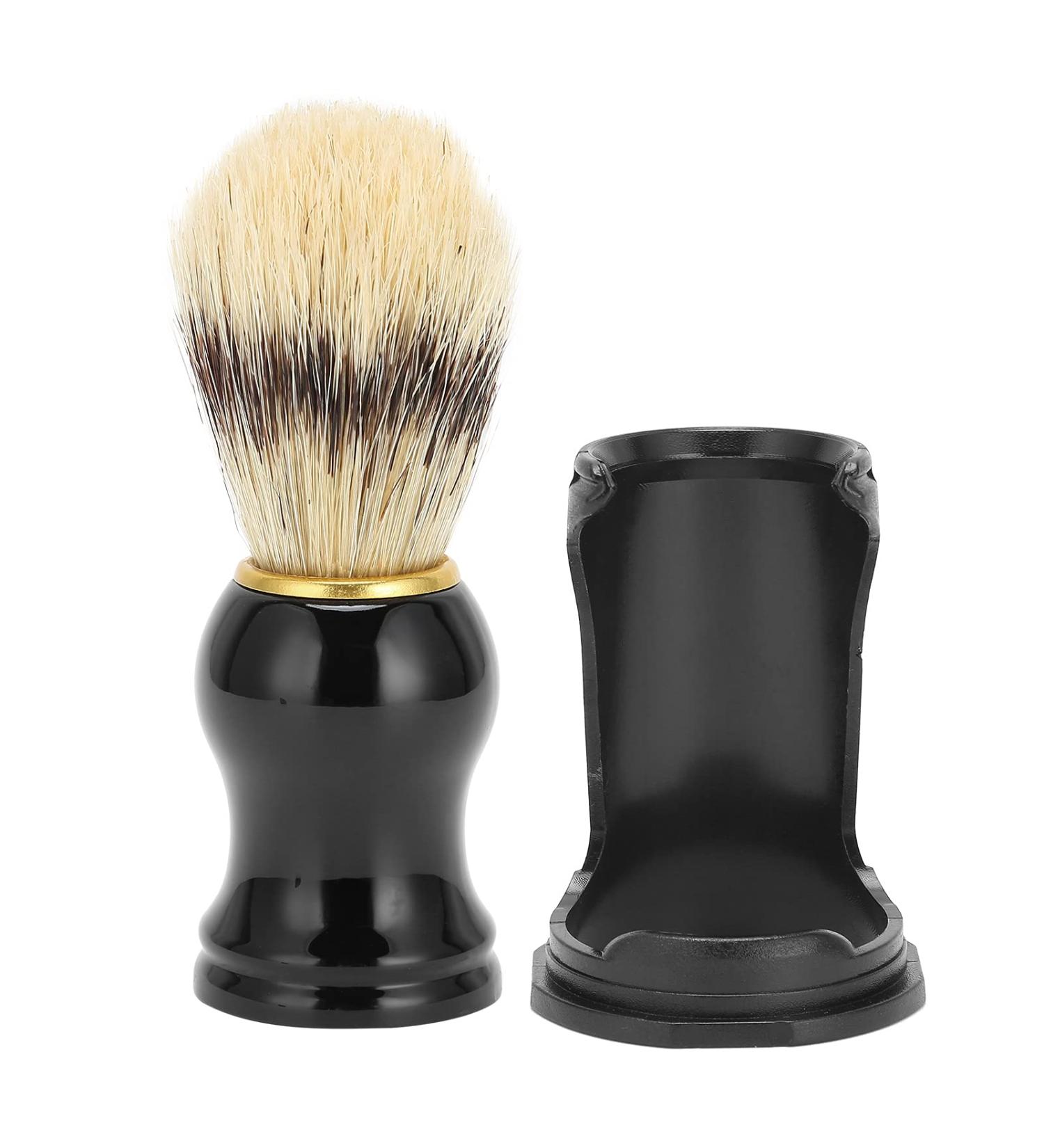 Premium Men's Shaving Brush - Soft Hair Razor Brush with Black Dripping Tape Holder for Facial Cleaning & Grooming - Buy Online on GoSupps.com