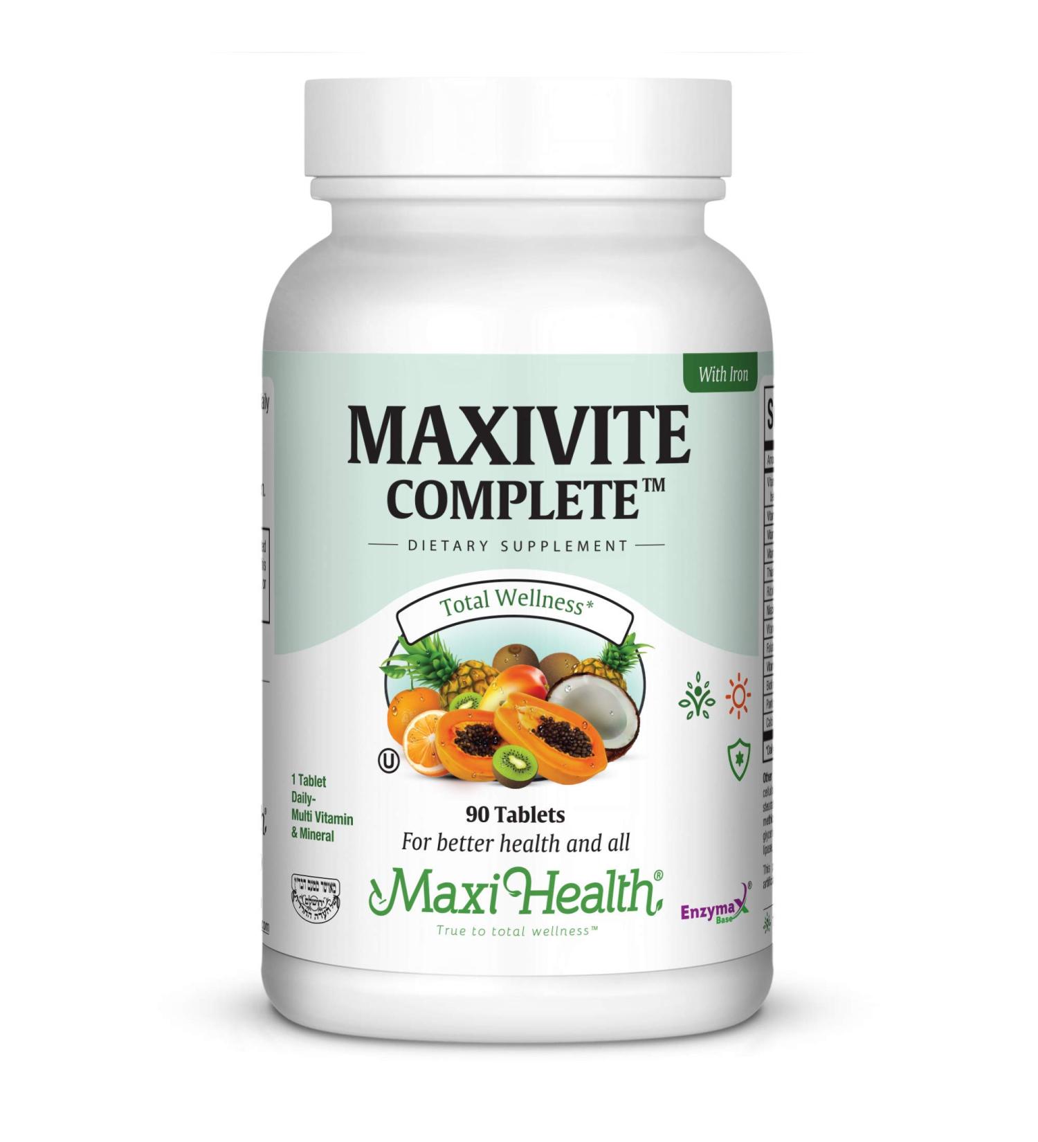 Maxi Health MAXIVITE Complete Multivitamin & Mineral with Iron 90 Tablets - Kosher - Buy Online on GoSupps.com