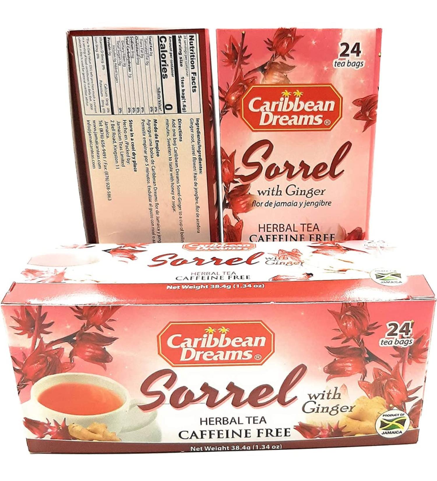 2 x Caribbean Dreams Sorrel Ginger Tea 6 x 24 s
