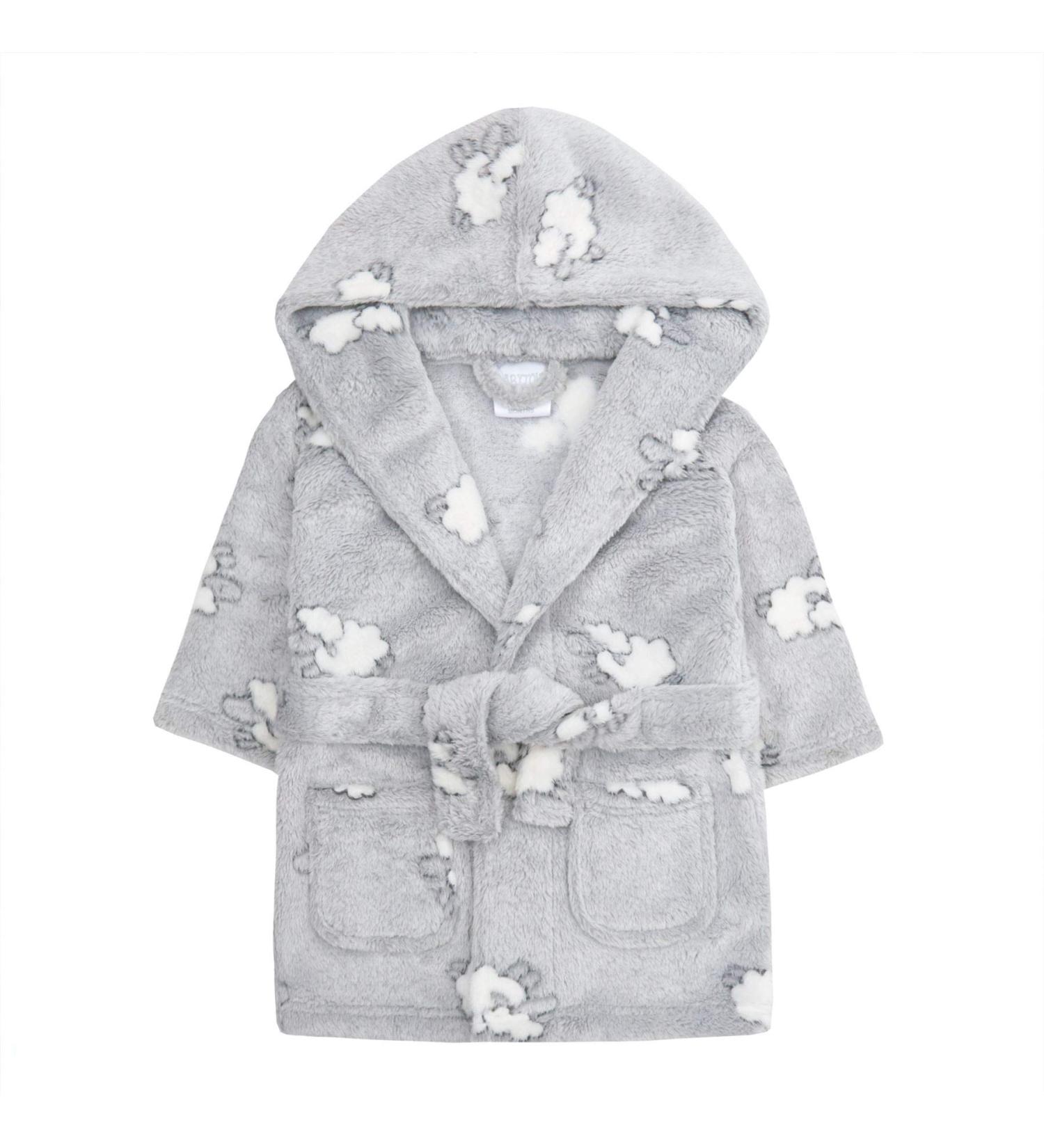 Baby Boy Girl Plush Fleece Robe 0-6 Months Grey Lamb - Soft and Warm Gift - Buy Online on GoSupps.com
