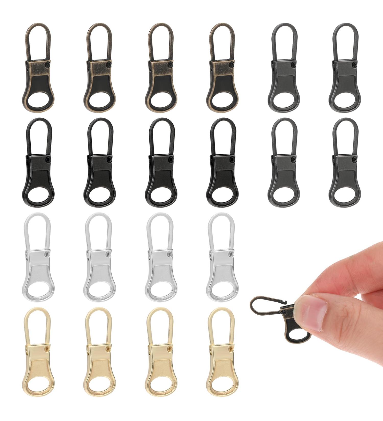 20-Piece Replacement Zipper Slide Set - Metal Zipper Pulls for Jeans Backpacks Suitcases & More | Zipper Repair Kit in 5 Colors - Buy Online on GoSupps.com