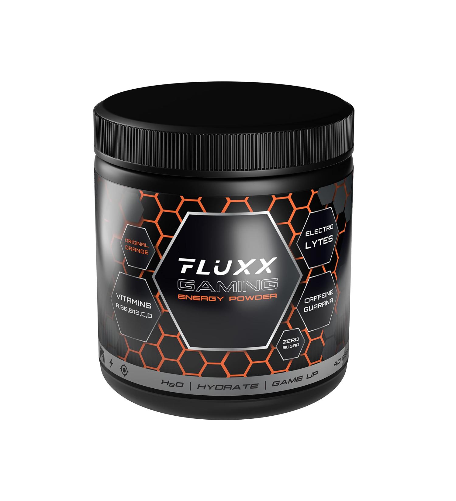 Fluxx Gaming Energy Powder 400g - Original Orange - 40 Servings - Zero Sugar & Vegan - Buy Online on GoSupps.com