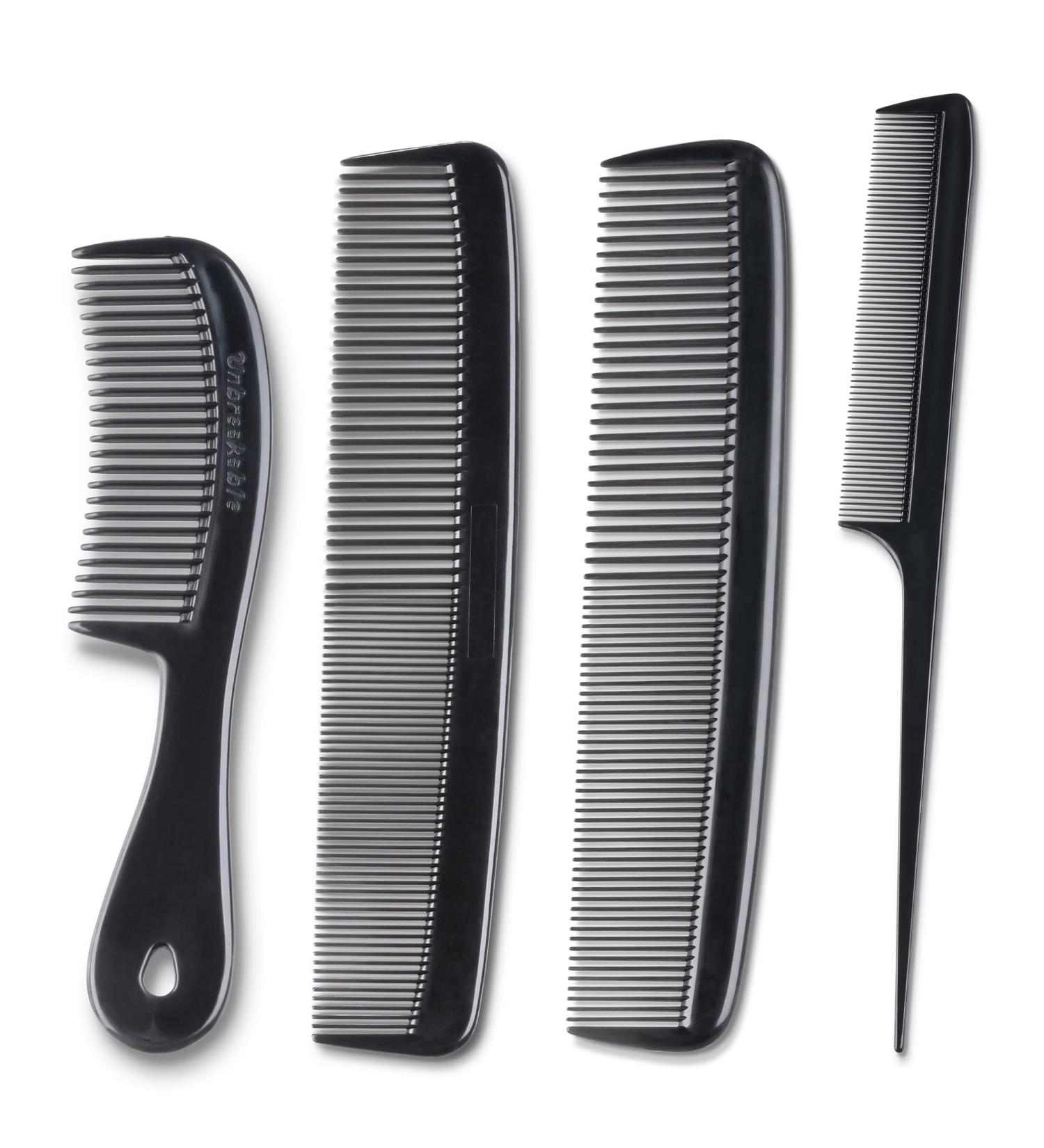 Mars Wellness Professional Comb Set - USA Made Fine Tail Combs for Hair Styling - 4 Piece Set Black - Buy Online on GoSupps.com