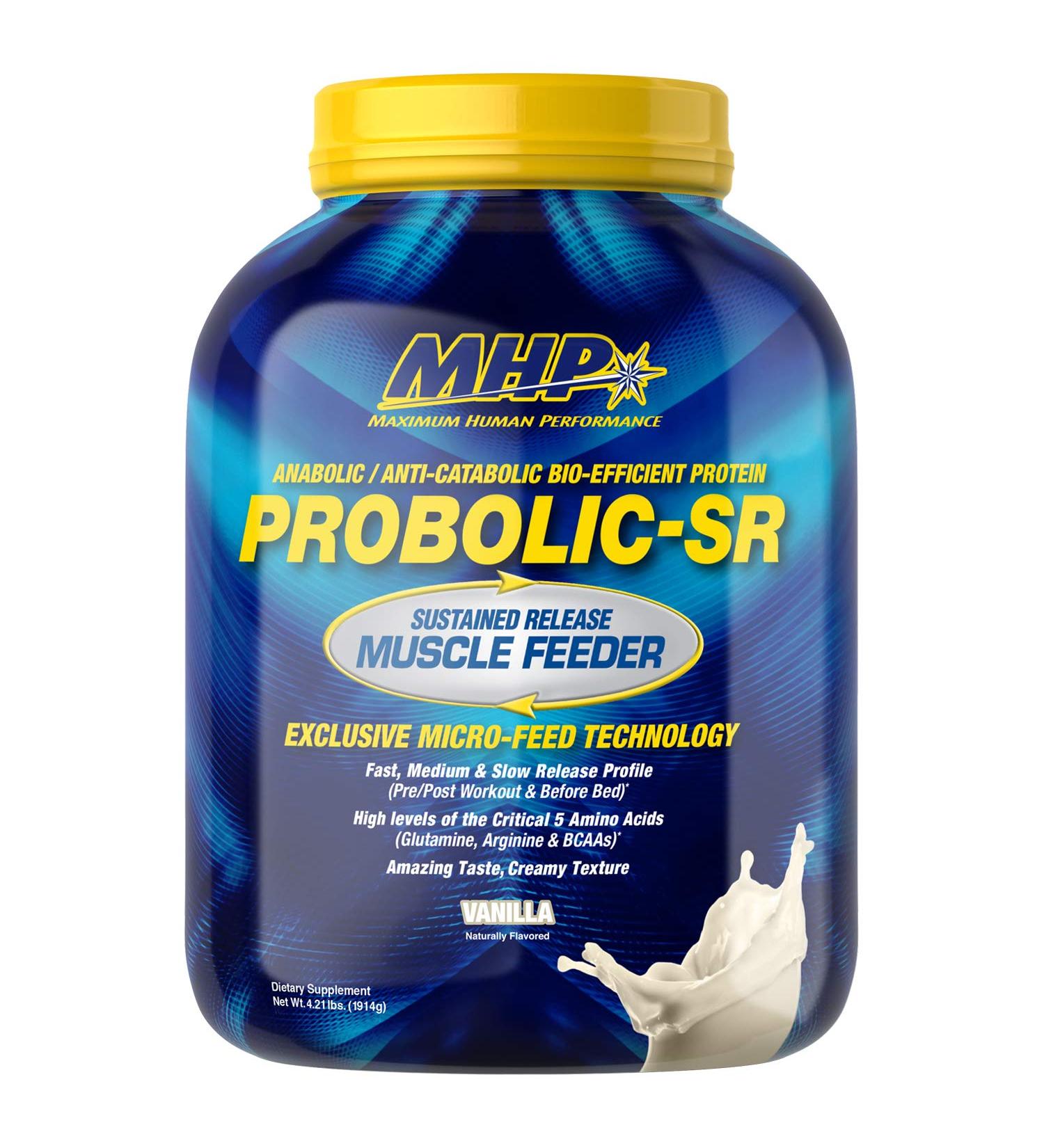 MHP Probolic-SR Sustained Release Protein Powder 24g Protein BCAAs Glutamine Arginine | Pre, Post, Nighttime Workout | 4lbs Vanilla 52 Servings - Buy Online on GoSupps.com