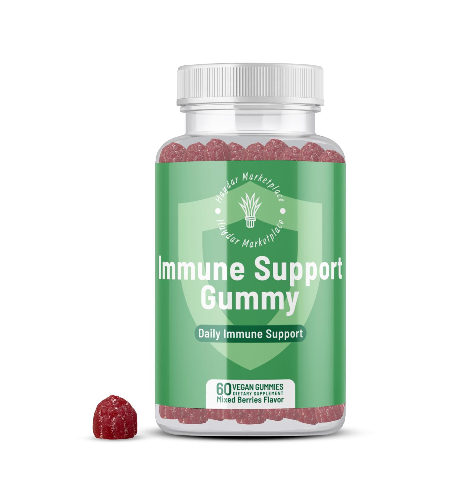 Haydar Marketplace Immune Boosters for Adults - Vegan Immune Support Gummies with Vitamins C & D Zinc Magnesium Probiotics - Immunity Gummies with Elderberry Turmeric Echinacea 60 Ct - Buy Online on GoSupps.com